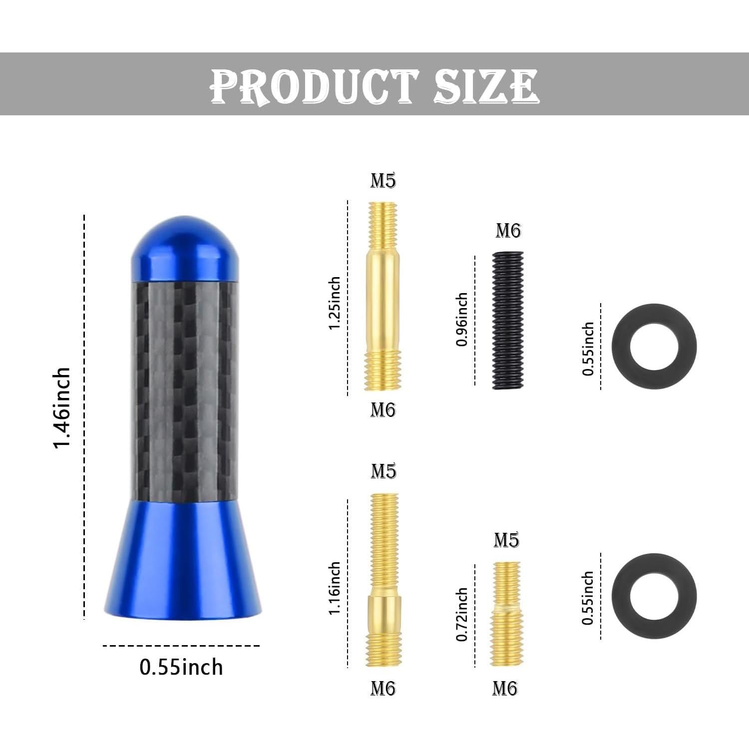 Antena de Coche YGDMD Fibra de Carbono Azul 9.30x3.61cm