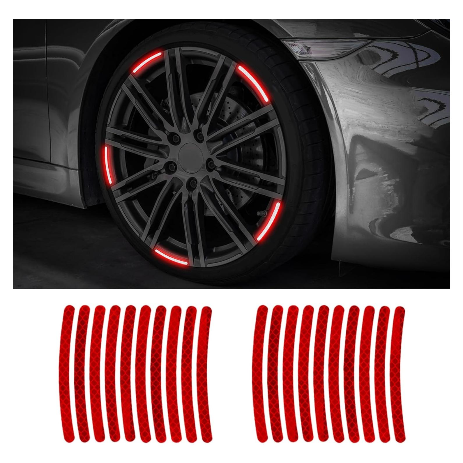 20 Calcomanías Reflectantes para Ruedas de Coche PACLVIO