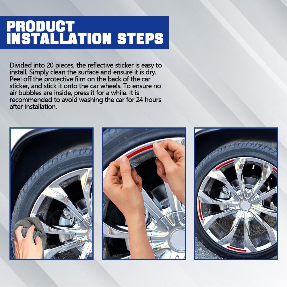 20 Calcomanías Reflectantes para Ruedas de Coche PACLVIO