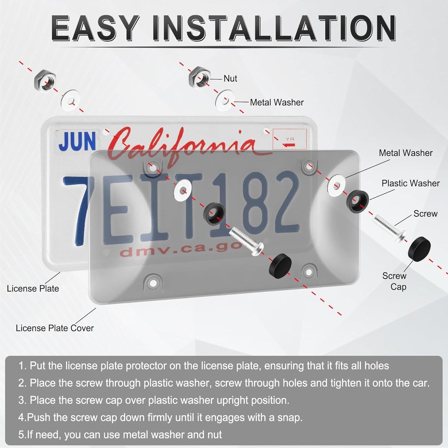 Marcos de Placa de Licencia Alpmosn Negros 2-Pack con Accesorios