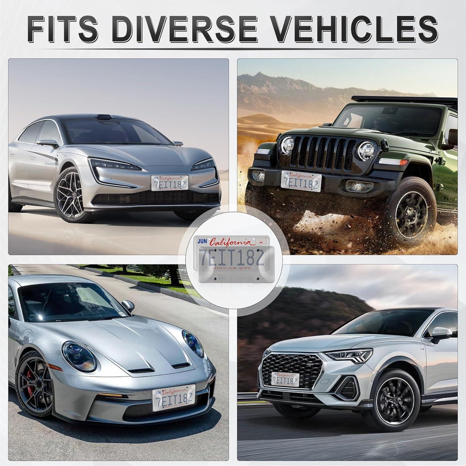 Marcos de Placa de Licencia Alpmosn Negros 2-Pack con Accesorios