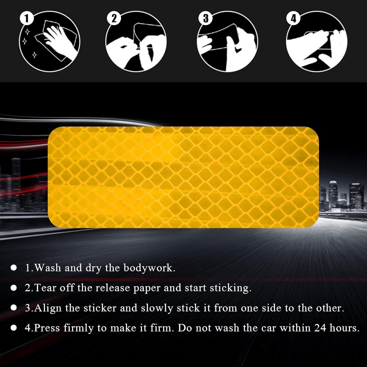 Calcomanías Reflectantes de Advertencia DXNQ 24 PCS Amarillo