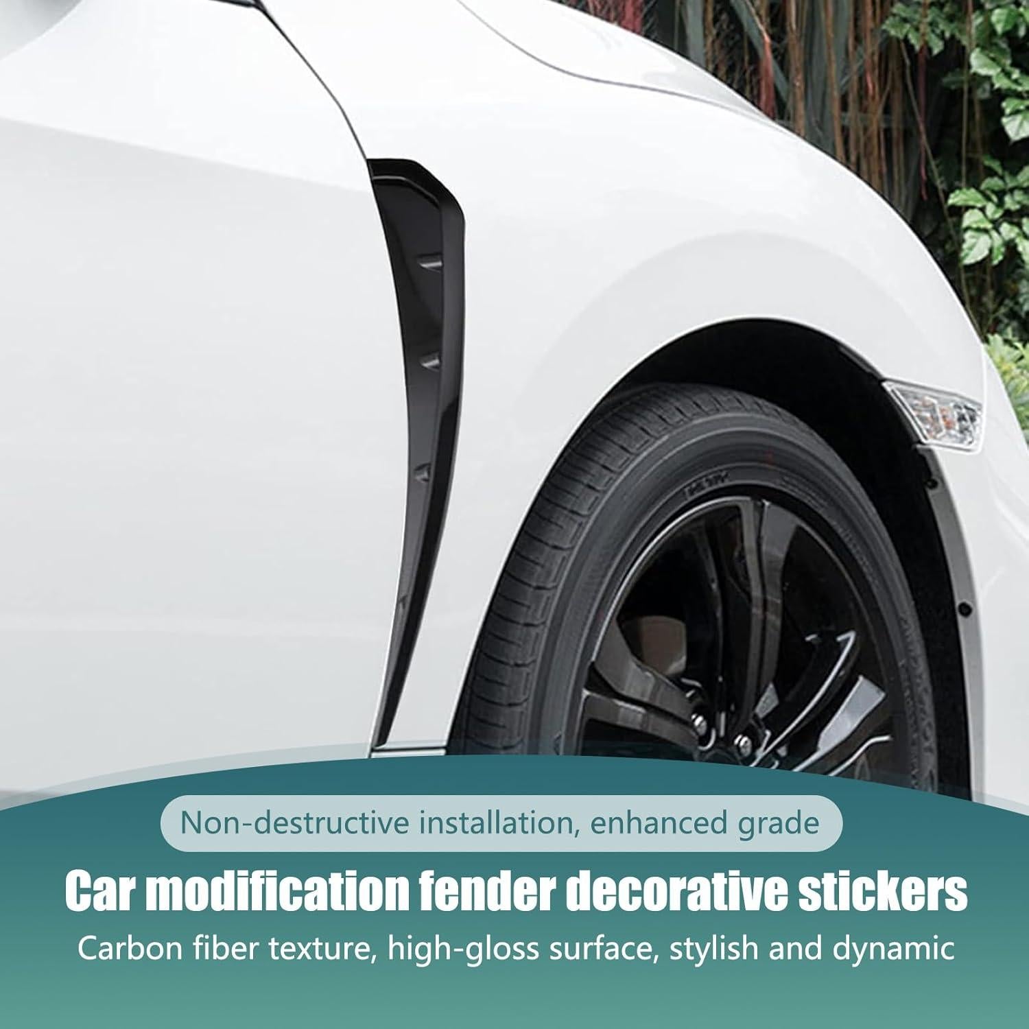 2 Piezas Sticker Decorativo para Guardabarros Lekudo Negro Brillante