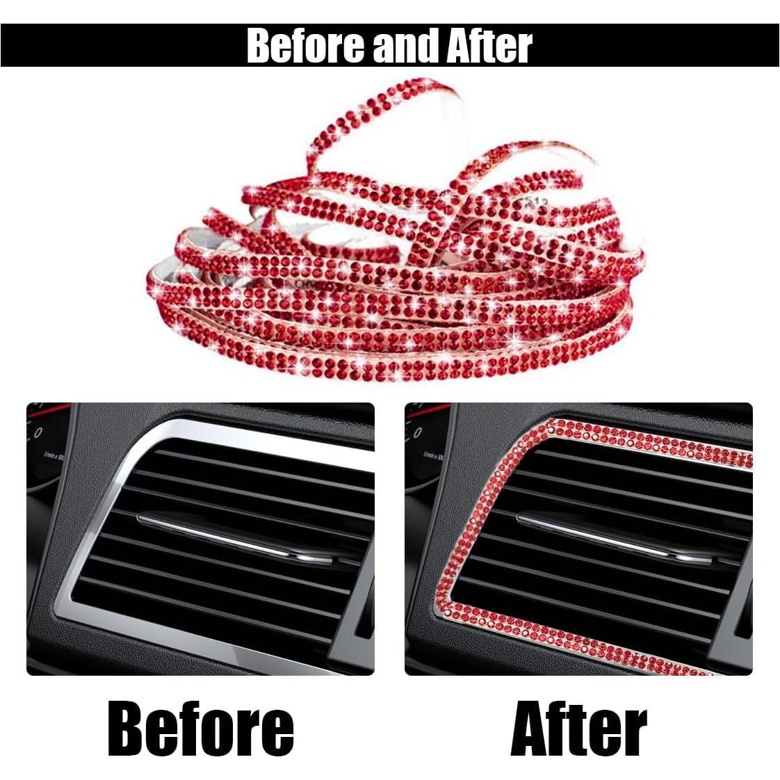 Trim de Coche Autoadhesivo JOYCOURT 5m Rhinestone Rojo