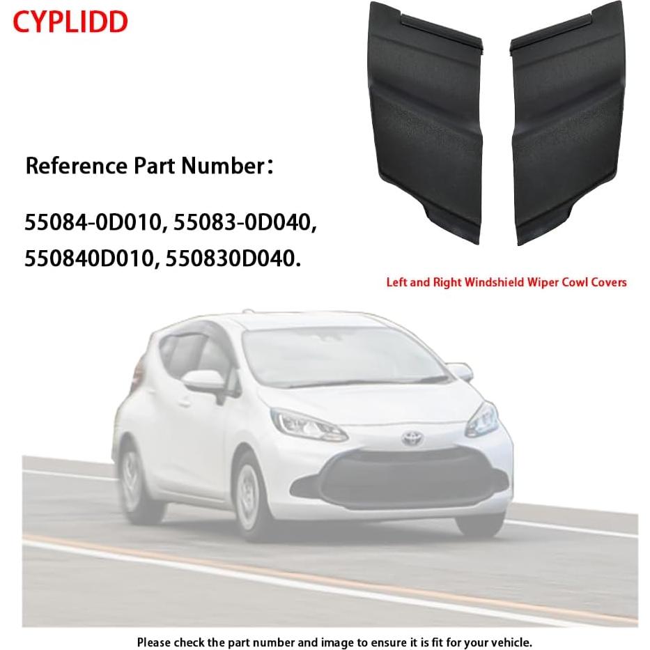Cubiertas de Cowl Limpiaparabrisas Toyota Yaris 2006-2010 ABS