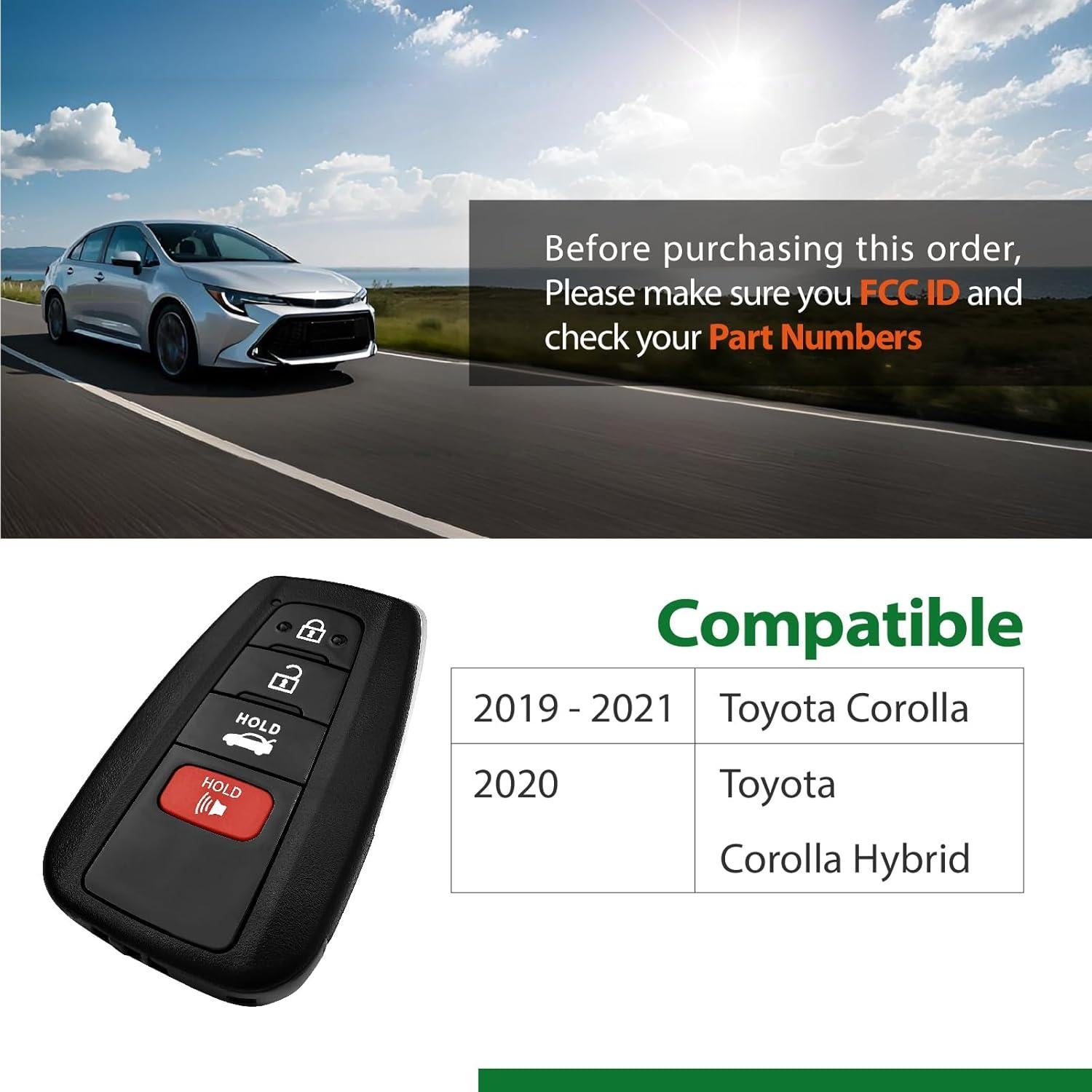 Llave de Proximidad Inteligente Toyota Corolla 2019-2021 HYQ14FBN