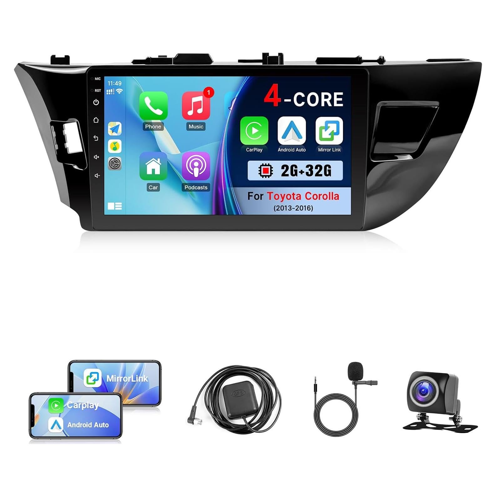 Radio Android 10.1" Kutaitai para Toyota Corolla 2013-2016