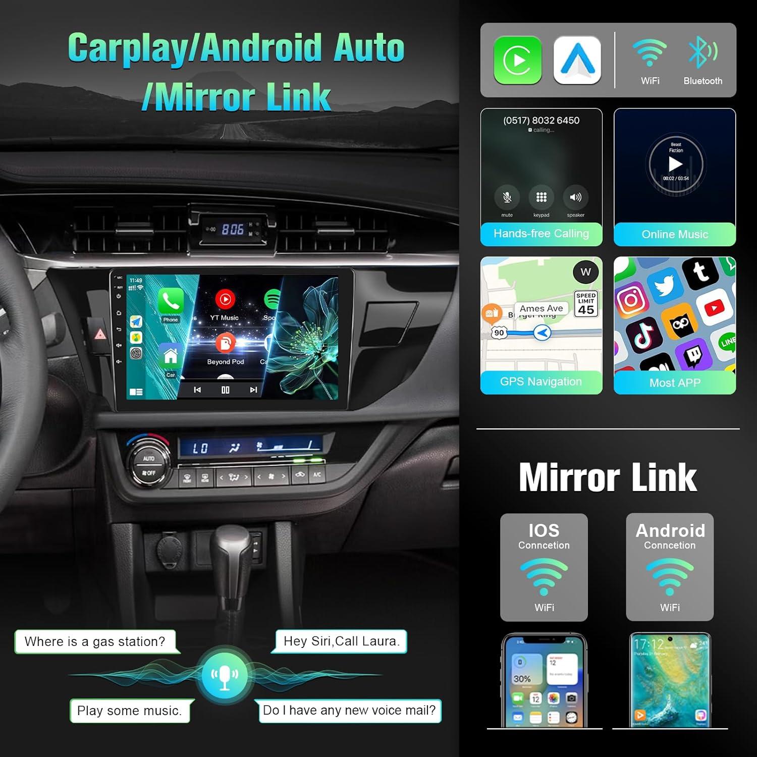 Radio Android 10.1" Kutaitai para Toyota Corolla 2013-2016