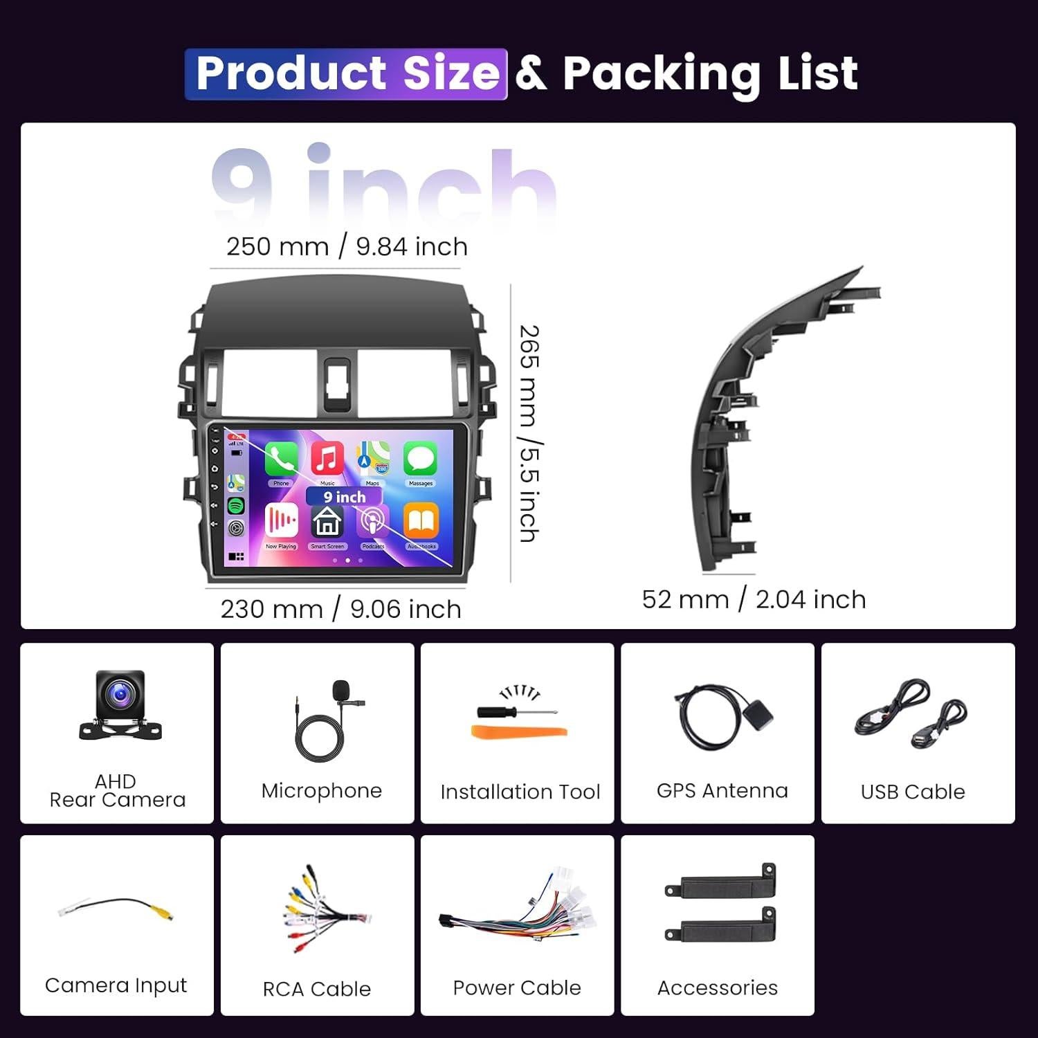 Radio Android 8 Core 4GB 64GB para Toyota Corolla 2009-2013