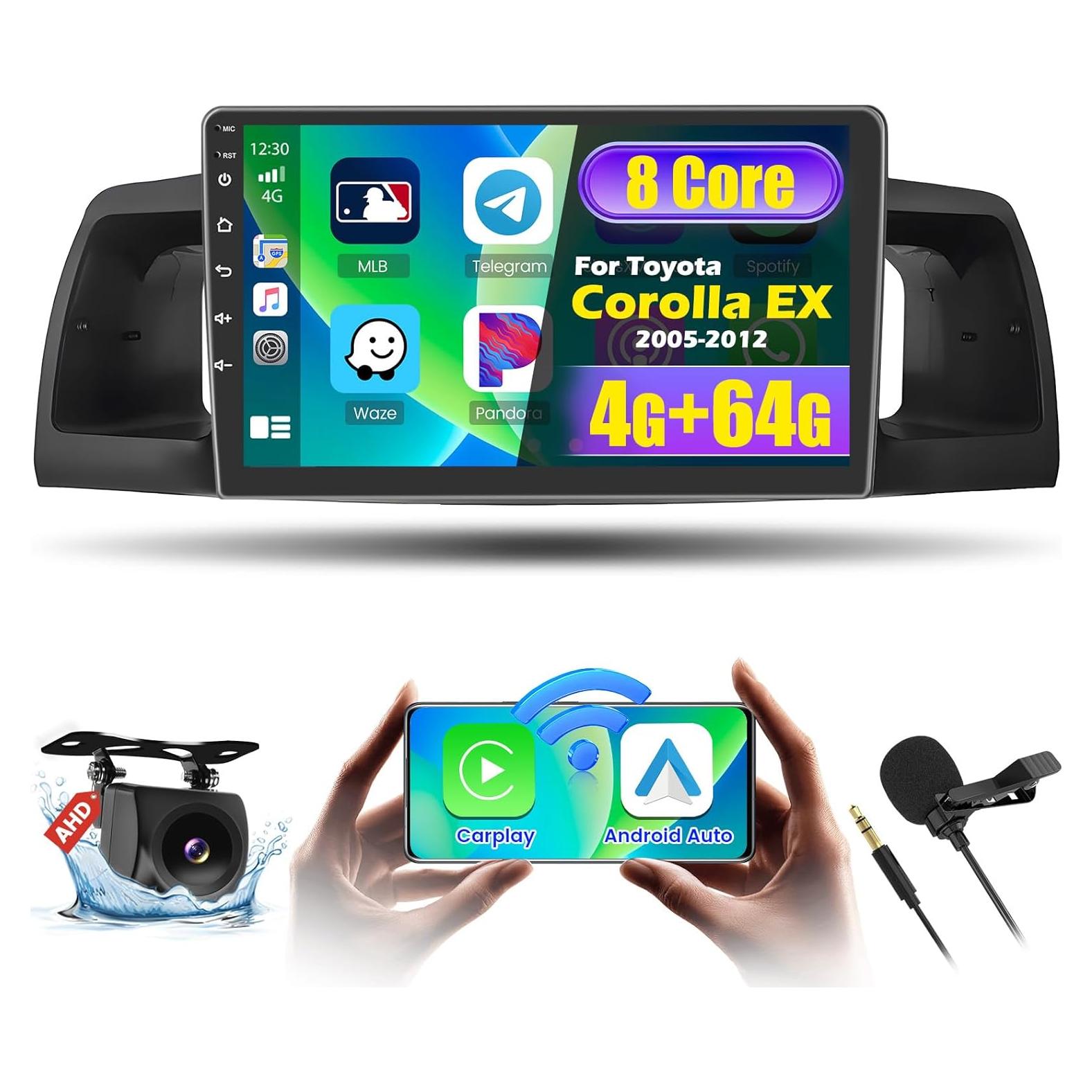 Estéreo de Coche Android 15 Ohradio para Toyota Corolla EX 2005-2012, 9" Pantalla Táctil, 4GB RAM, 64GB ROM, CarPlay, Android Auto, GPS, Bluetooth