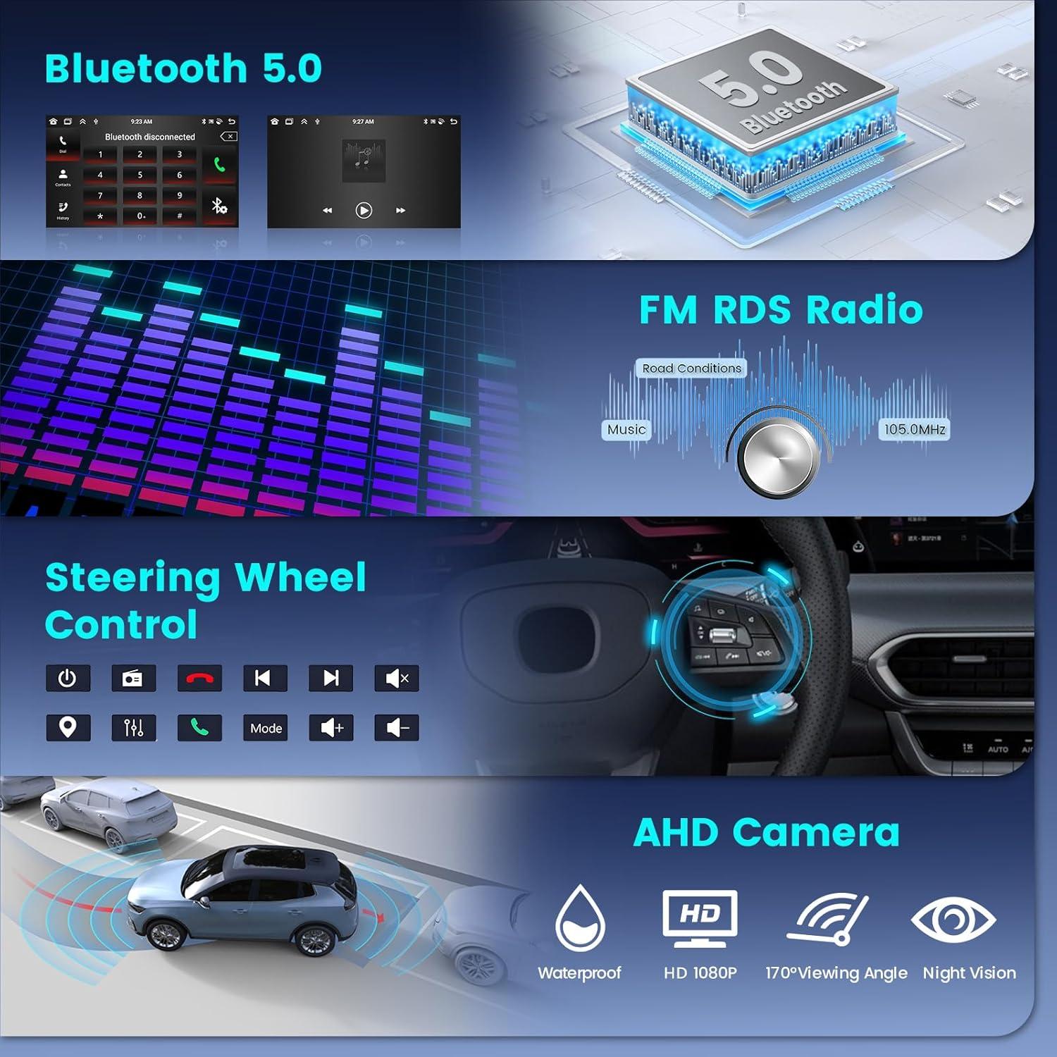 Estéreo de Coche Android 9" Fuluku 4+64GB para Toyota Corolla EX 2005-2012