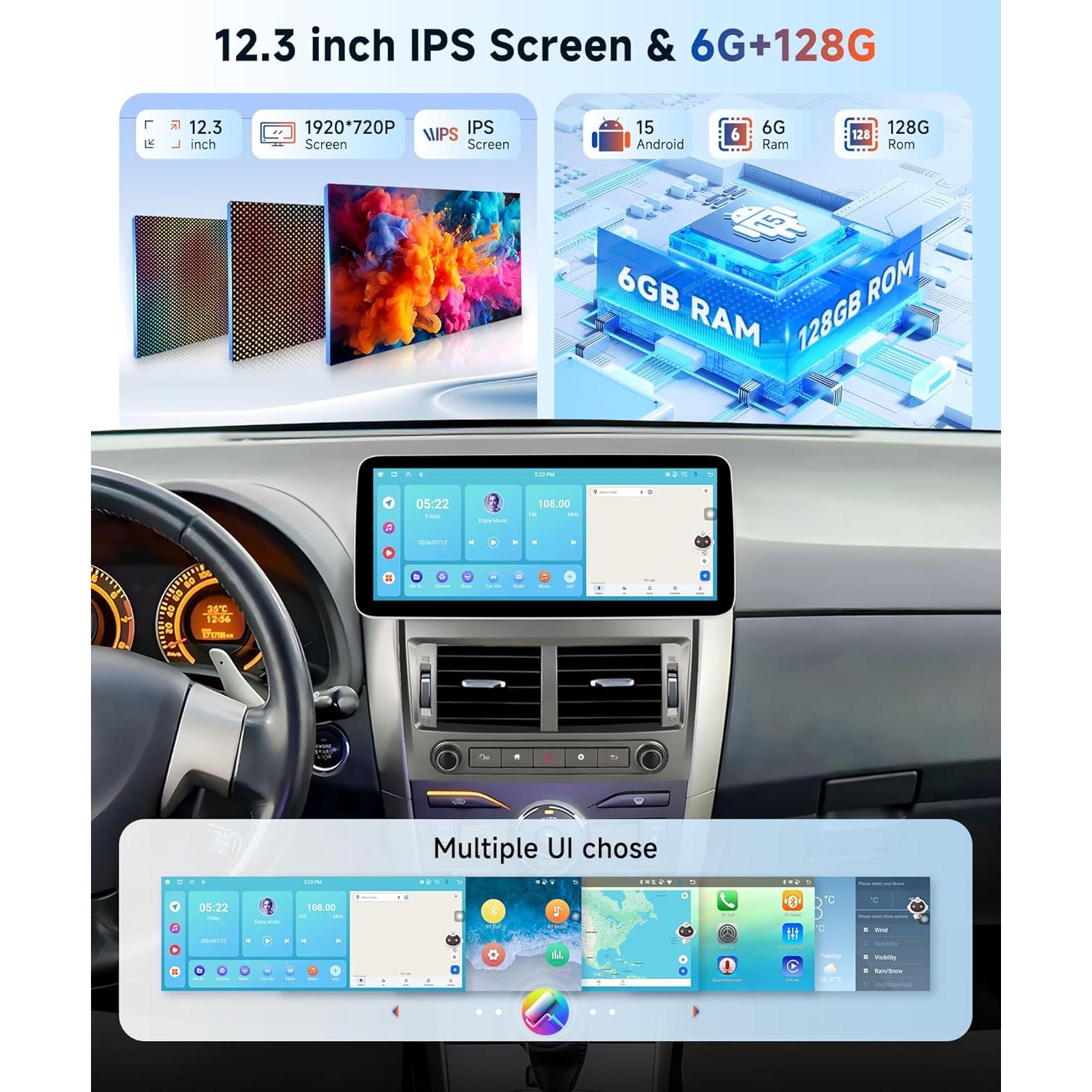 Estéreo de Coche Rimoody 12.3" Android 13 para Ford Fiesta 2009-2013