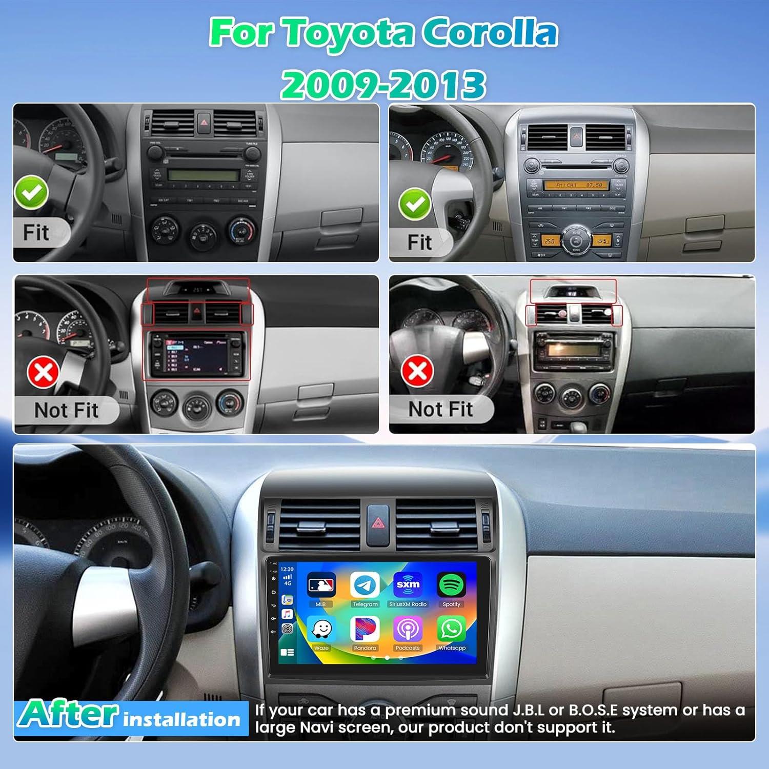 Estéreo de coche Roinvou para Toyota Corolla 2009-2013 9" 4+64G