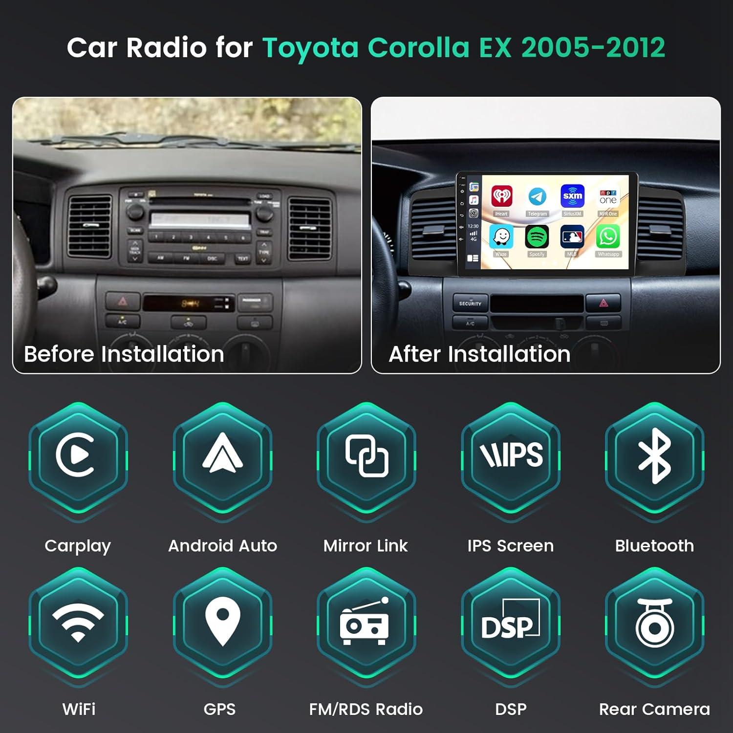 Estéreo Android 15 Hikity 9" para Toyota Corolla EX 2006-2013