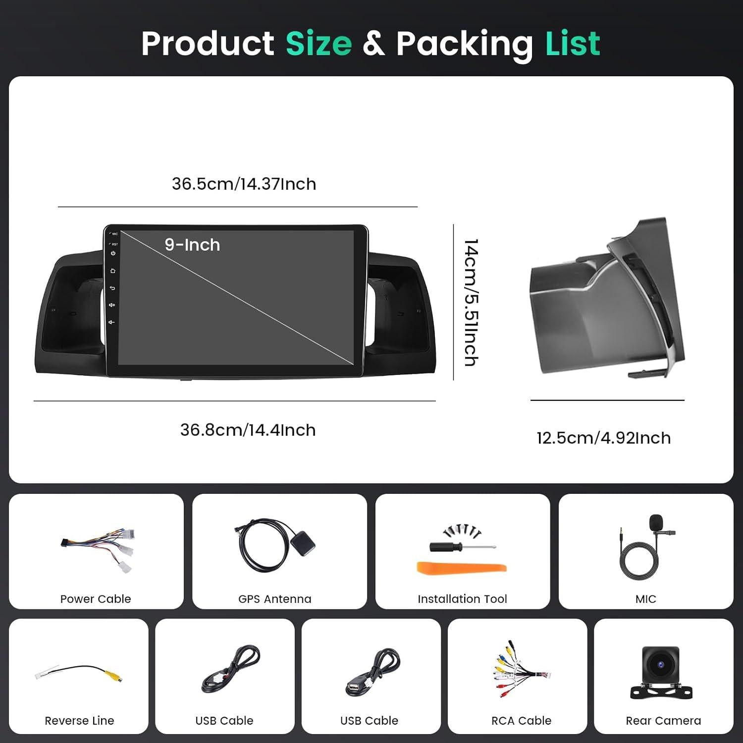 Estéreo Android 15 Hikity 9" para Toyota Corolla EX 2006-2013