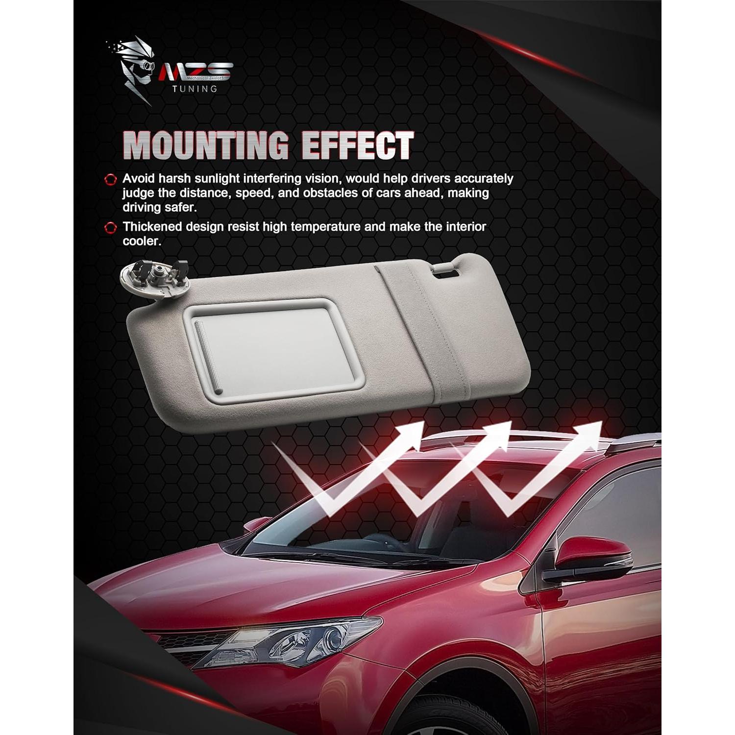 Visera Solar Izquierda MZS para Camry 2007-2011 Gris