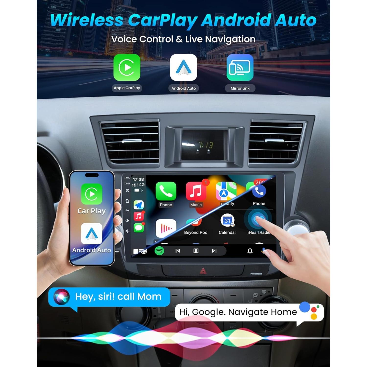 Estéreo Android 10" Jufodrca para Toyota Highlander 2008-2013