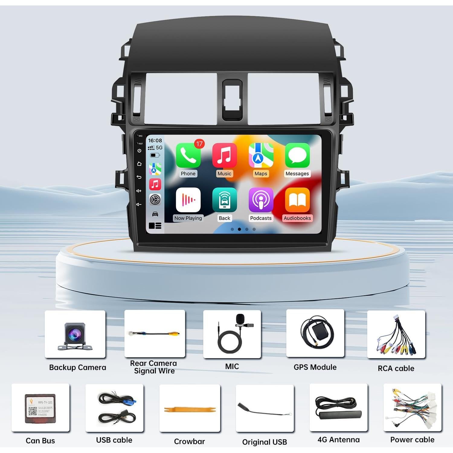 Estéreo de Coche Jufodrca para Toyota Corolla 2009-2013 8 Núcleos