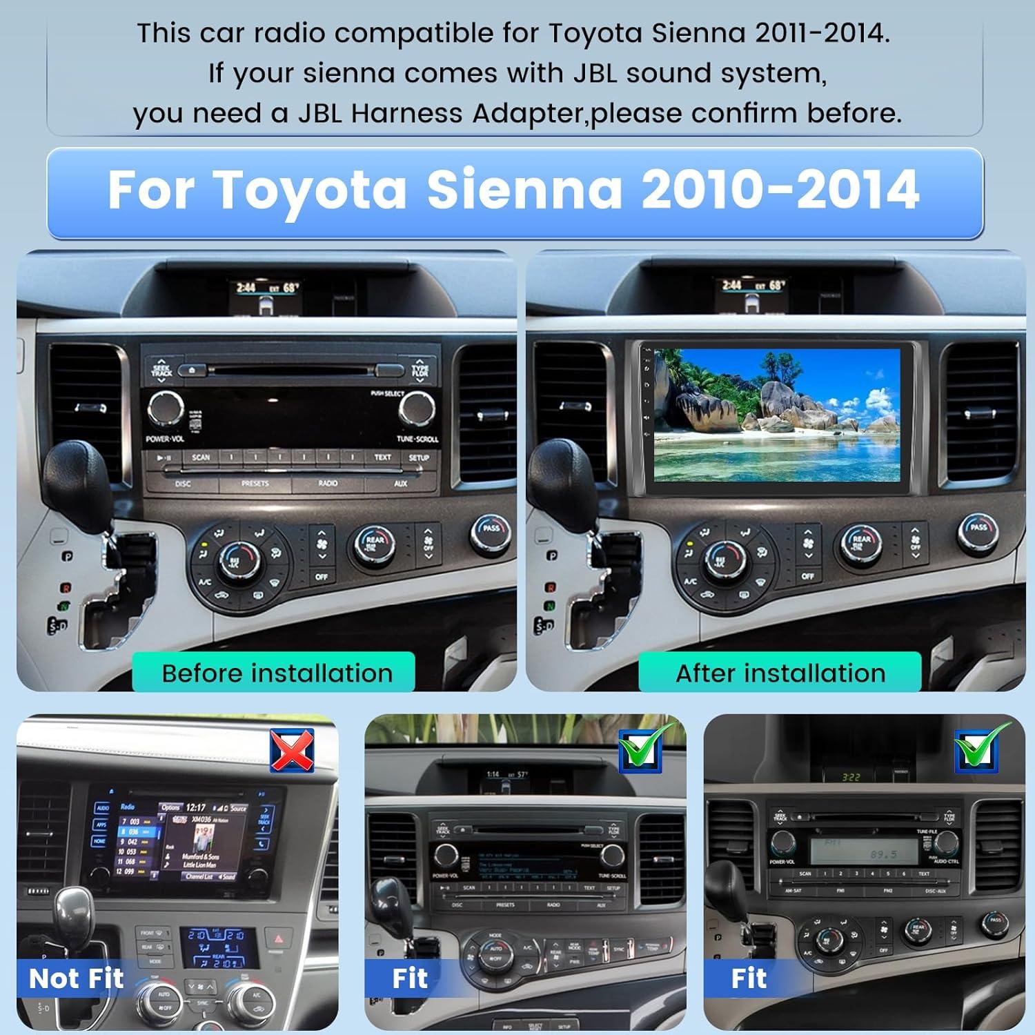 Estéreo Android NHOPEEW para Toyota Sienna 2010-2014, 9" HD