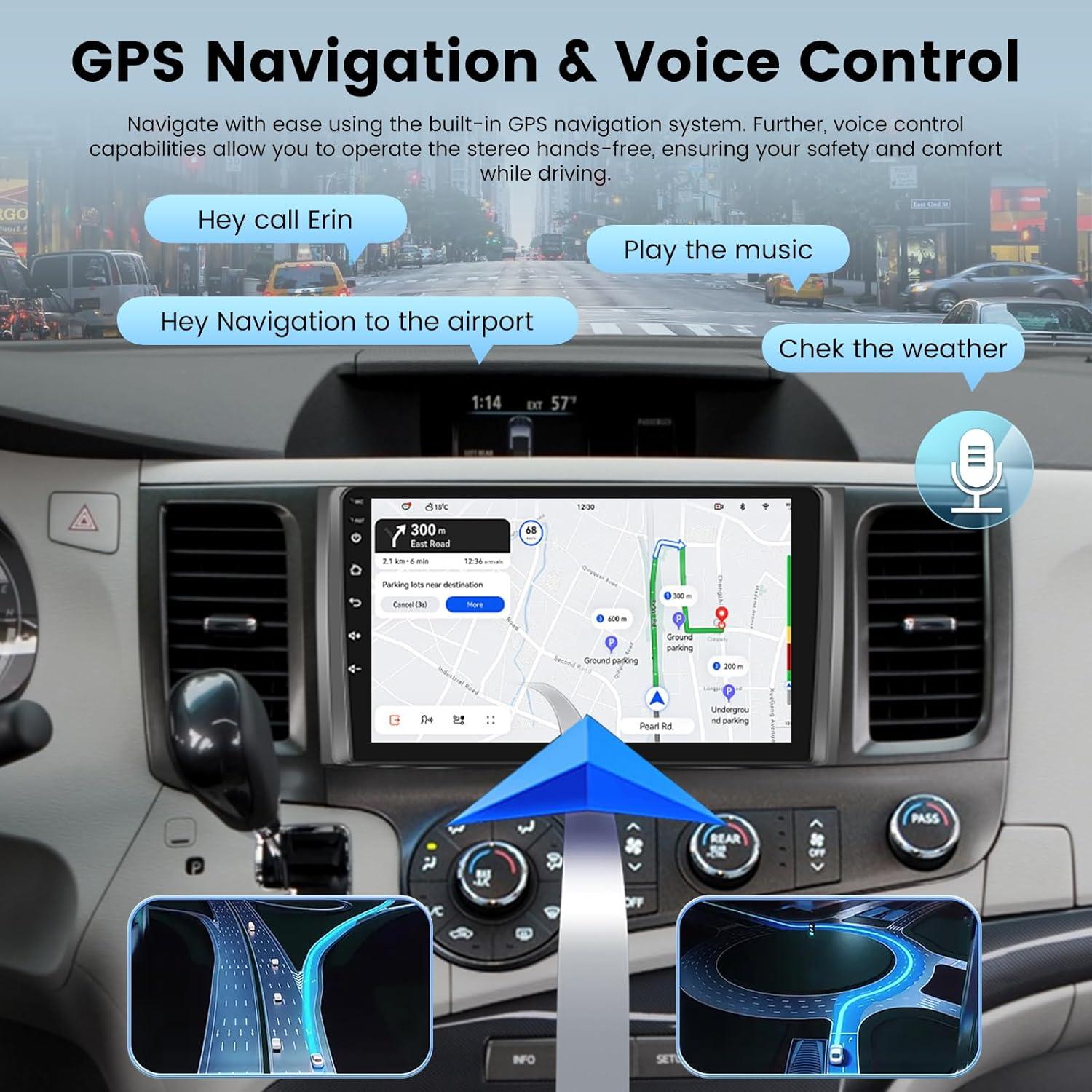 Estéreo Android NHOPEEW para Toyota Sienna 2010-2014, 9" HD