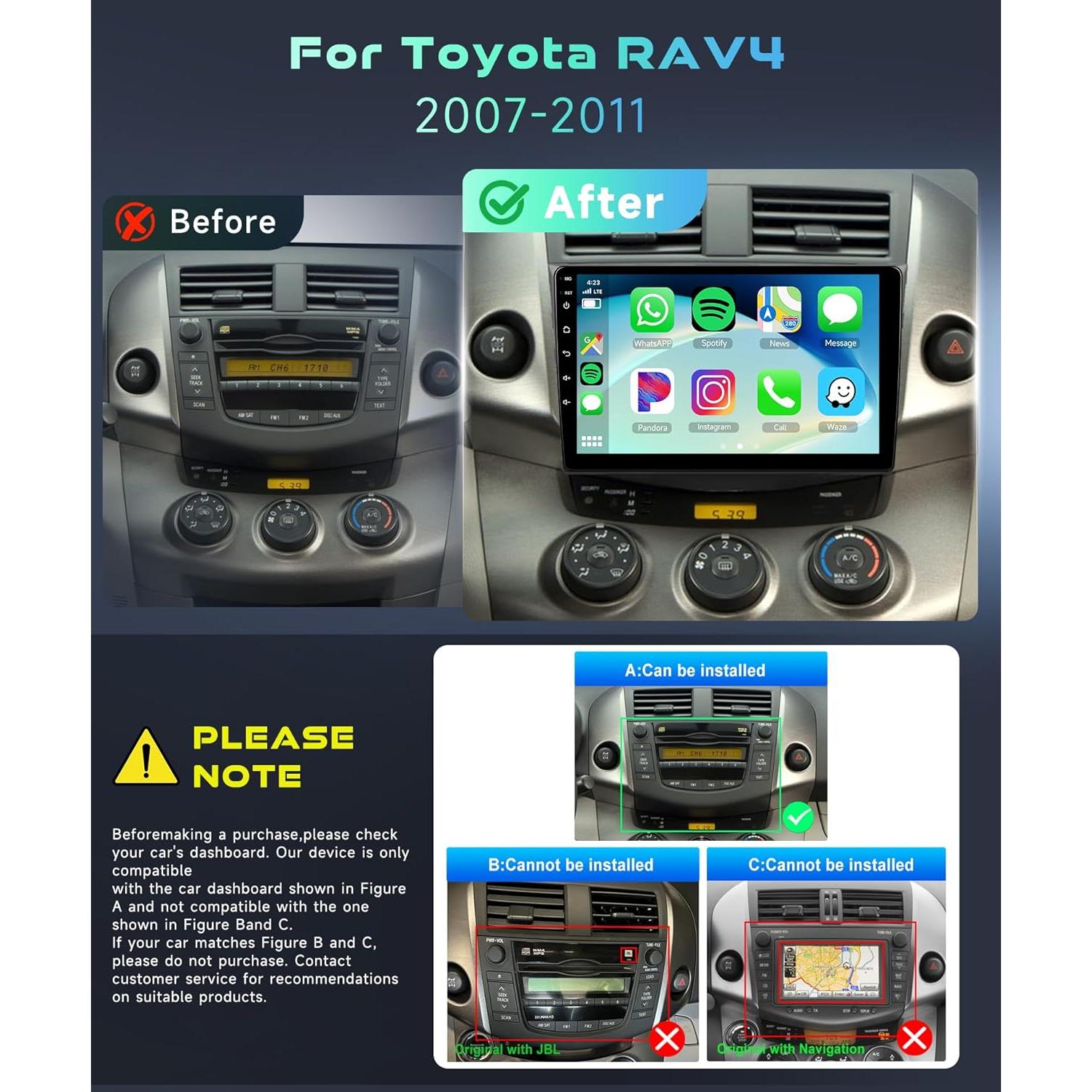 Estéreo Android 13 MAHVEC para Toyota RAV4 2007-2011 9"