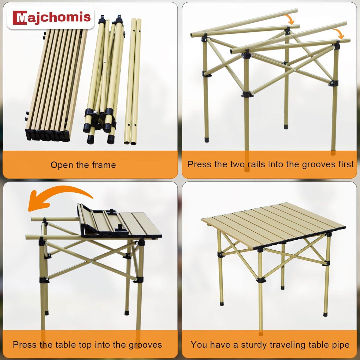 Mesa de Camping Plegable Majchomis 52.8 cm Beige Ultra Ligera