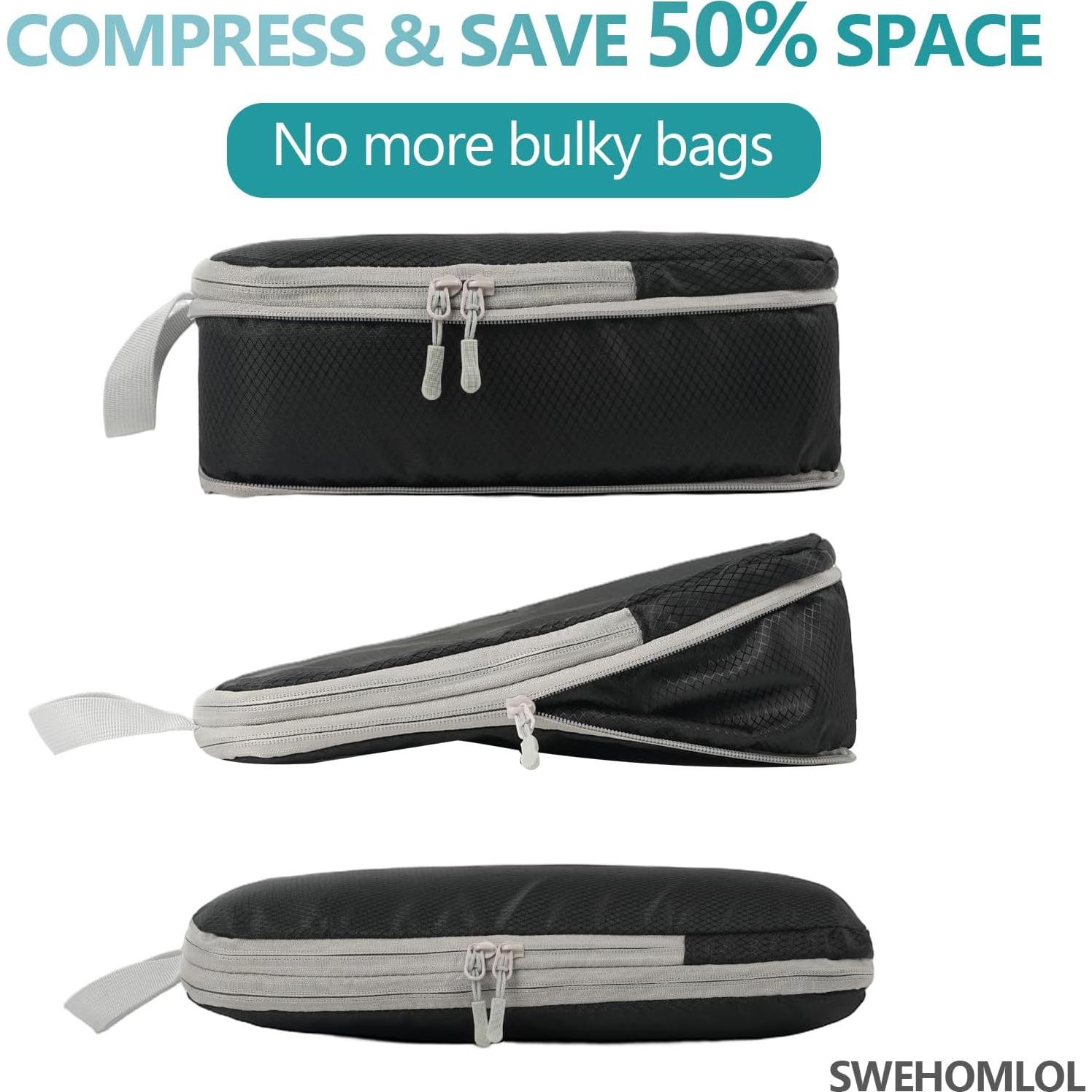 Cubos de Compresión SWEHOMLOL para Viajes - 4 Piezas, Negro