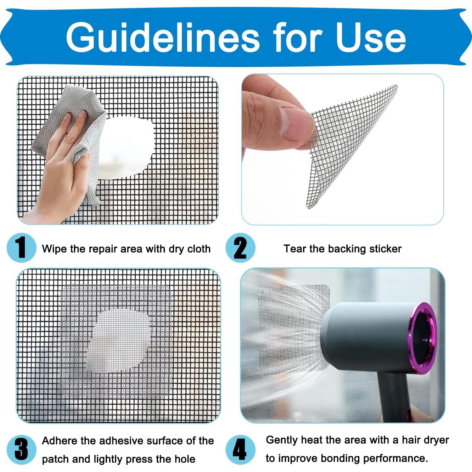 Kit de reparación de pantallas Vakerga 10 parches 10x10cm gris