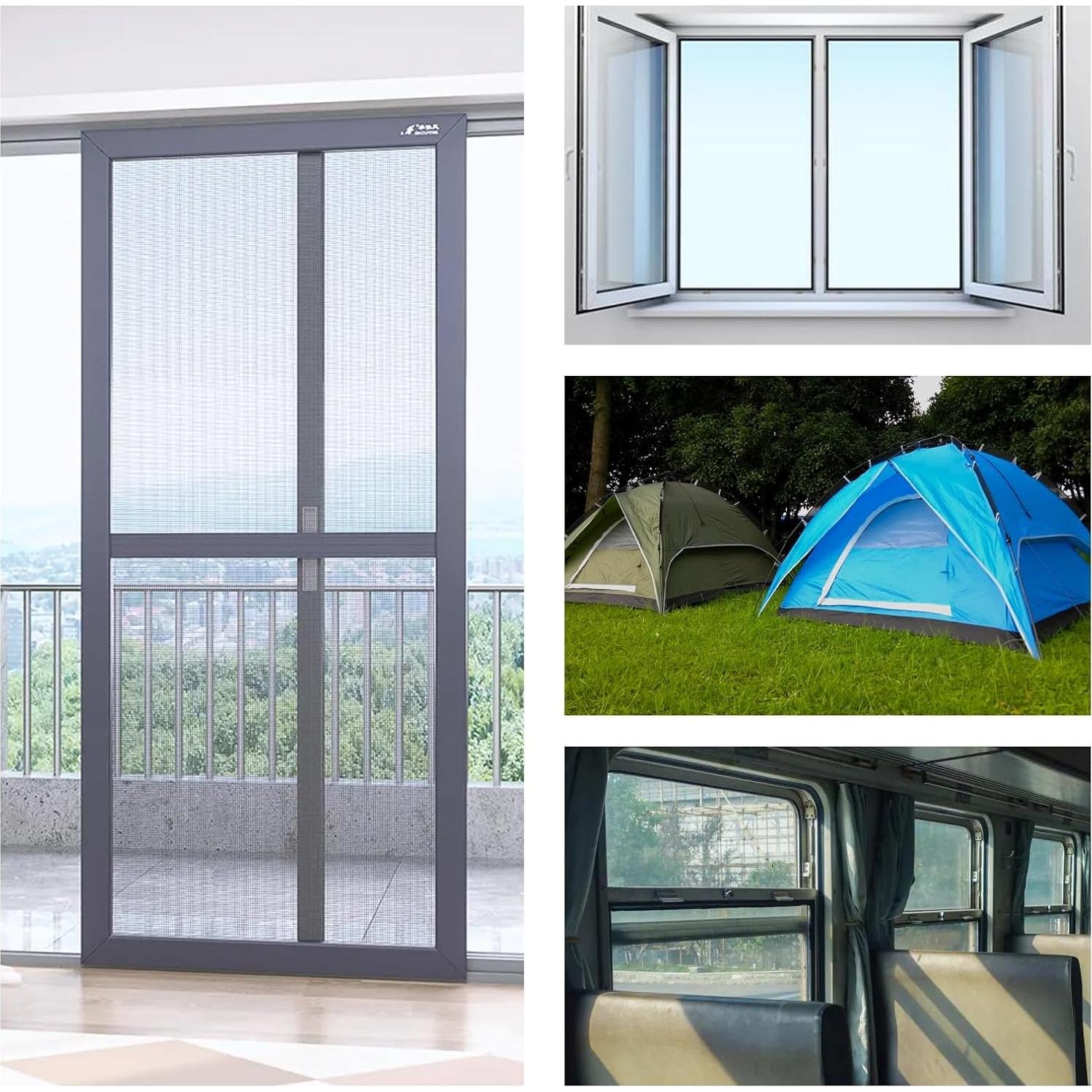 Kit de reparación de pantallas Vakerga 10 parches 10x10cm gris