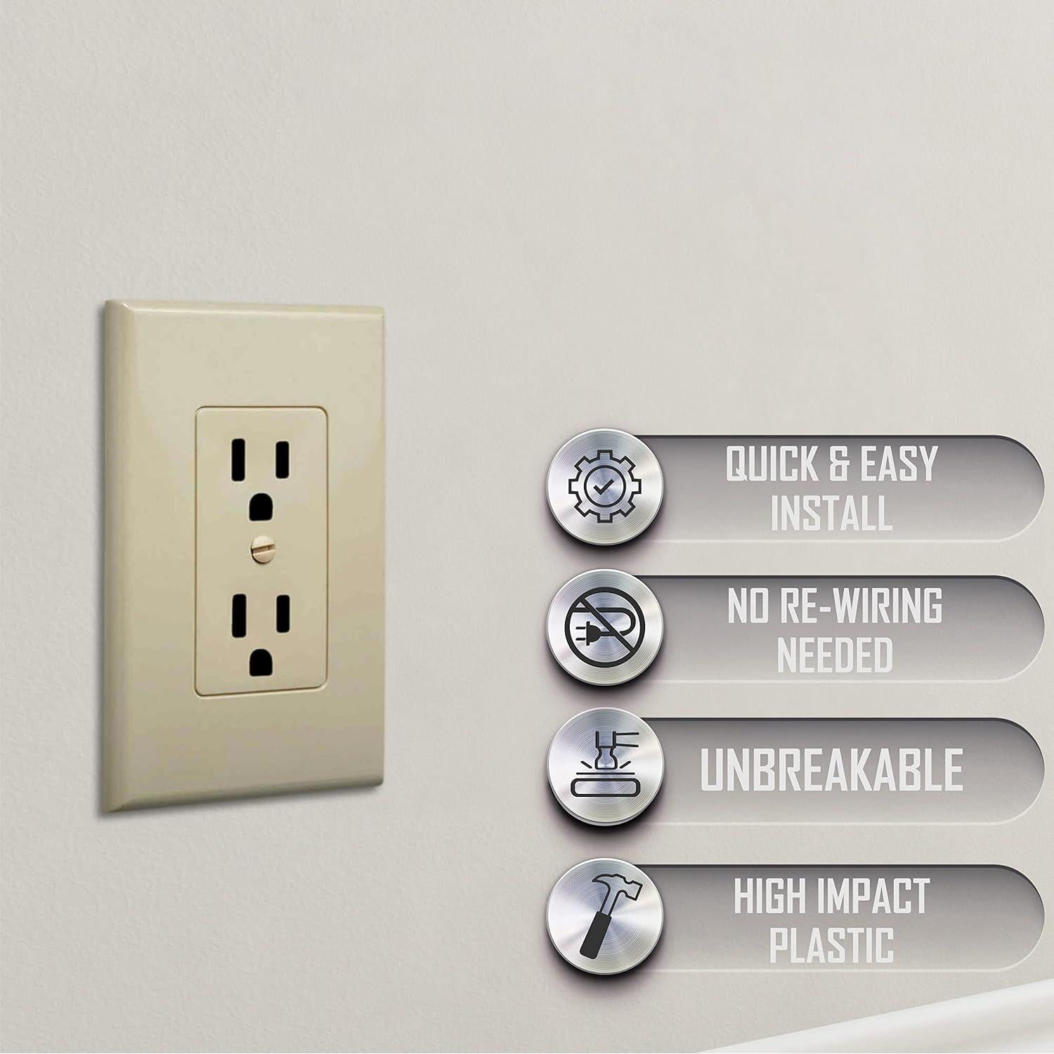 Placas de Pared Decorativas TayMac MW2500I - Paquete de 5 - Policarbonato Marfil