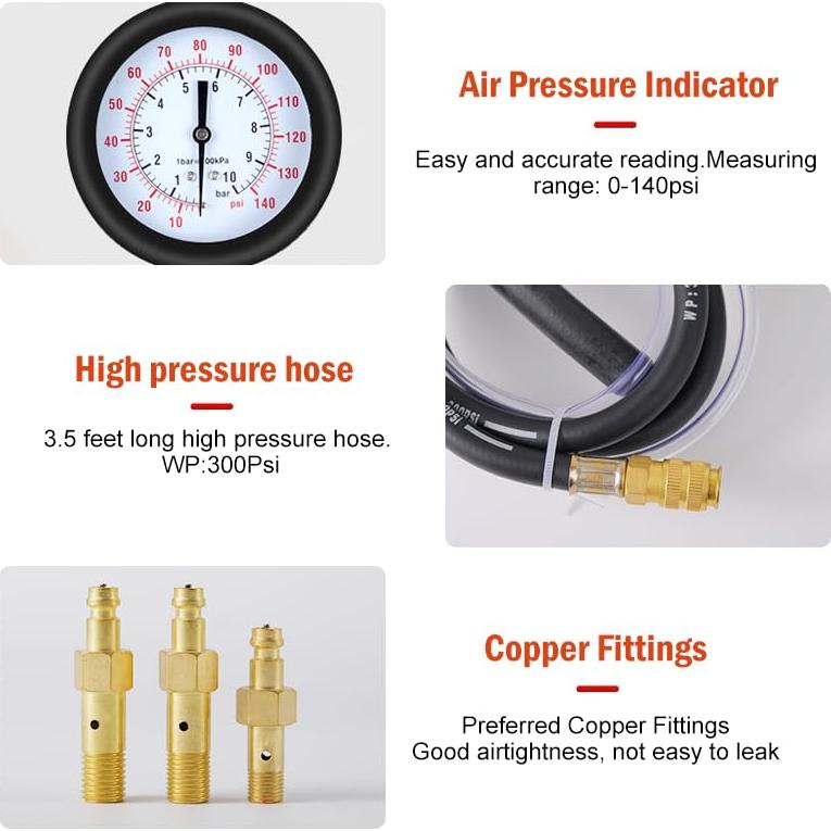 Kit de Prueba de Presión de Inyección de Combustible ZJERYL 0-10 Bar