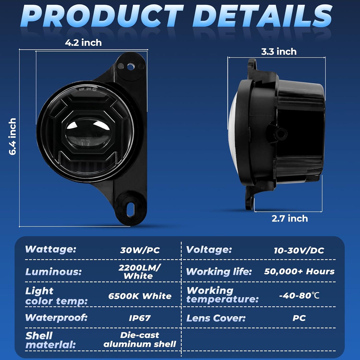Luces Antiniebla LED YUDE para Jeep Wrangler JK JL 2013-2024