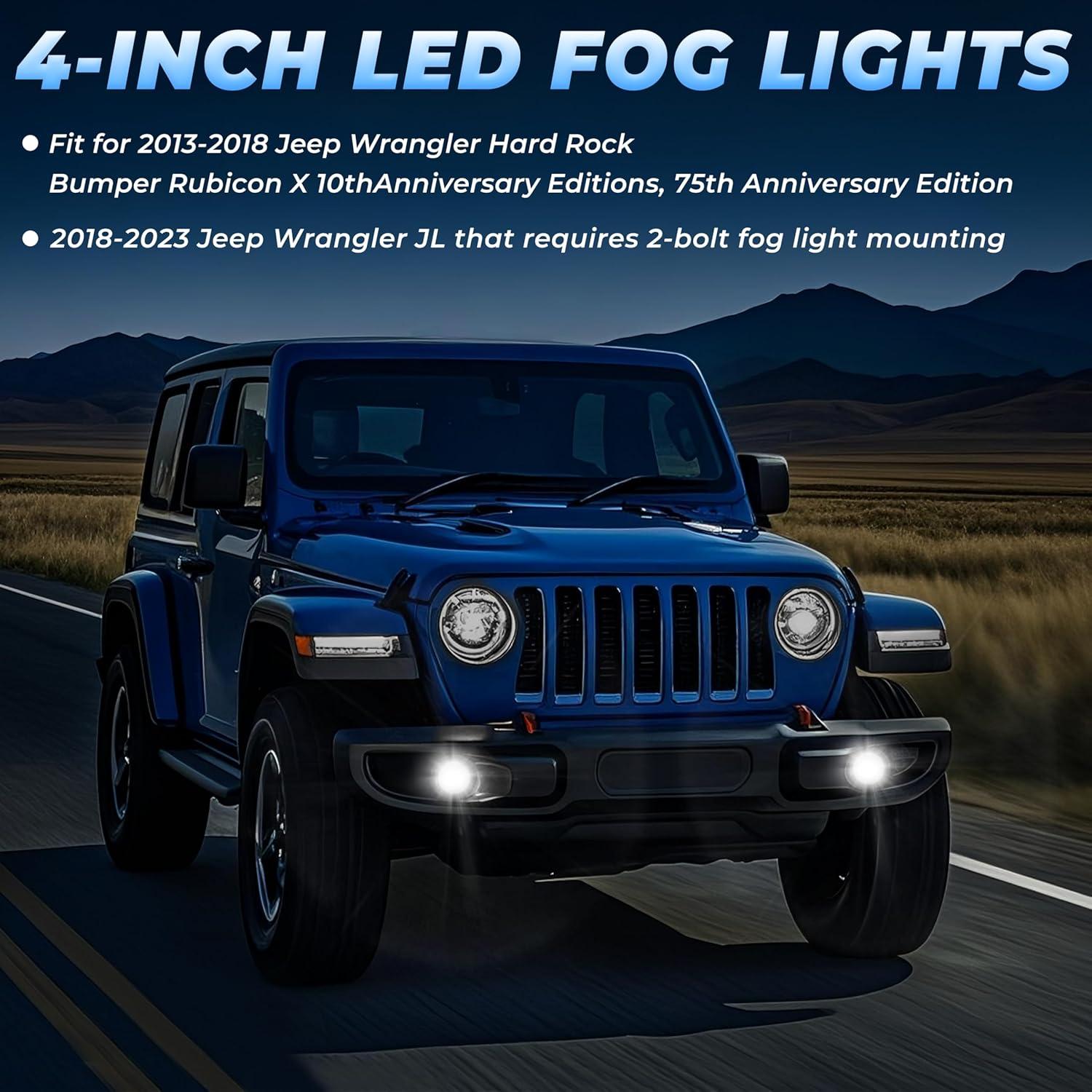 Luces Antiniebla LED YUDE para Jeep Wrangler JK JL 2013-2024