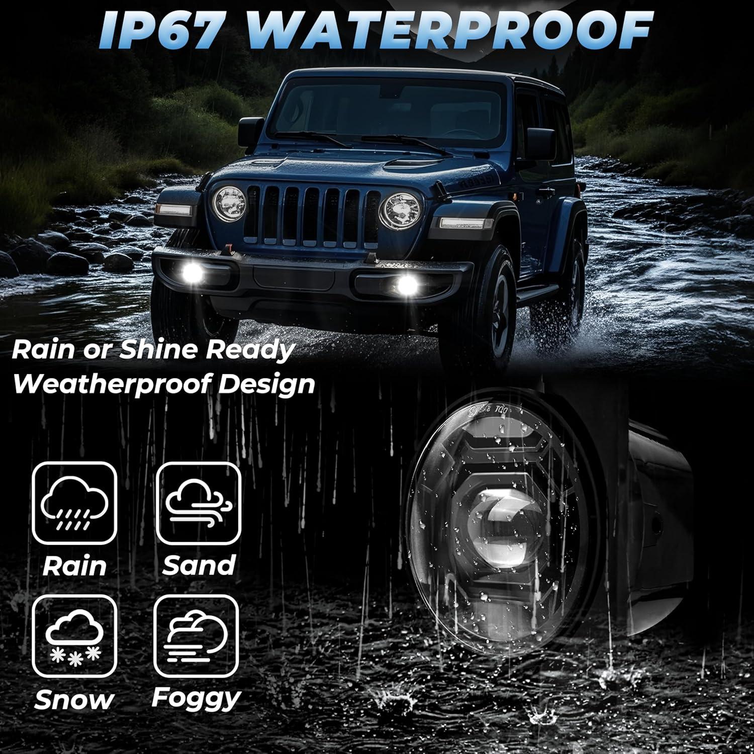 Luces Antiniebla LED YUDE para Jeep Wrangler JK JL 2013-2024