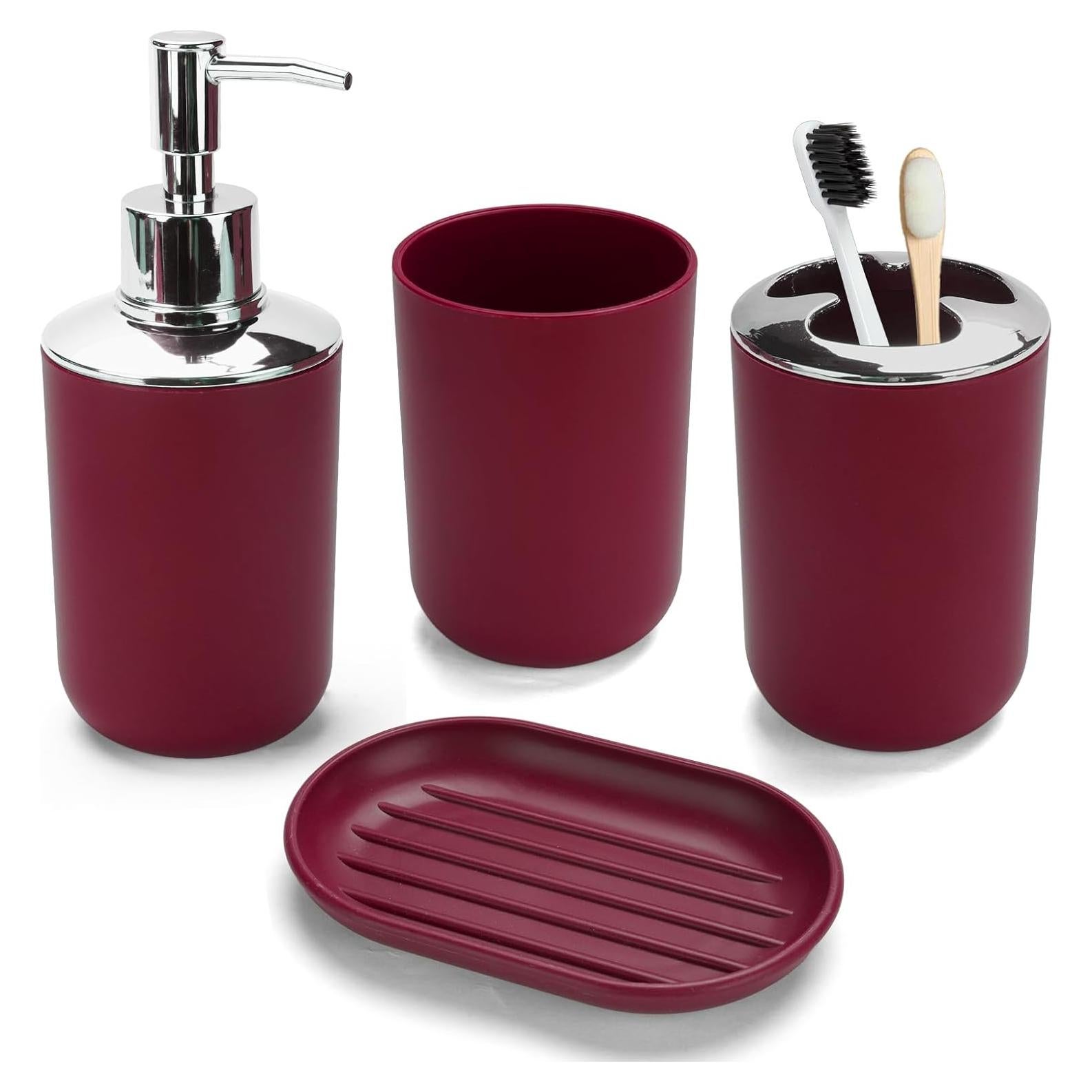 Juego de Accesorios de Baño Burdeos 4 Piezas CDorigin