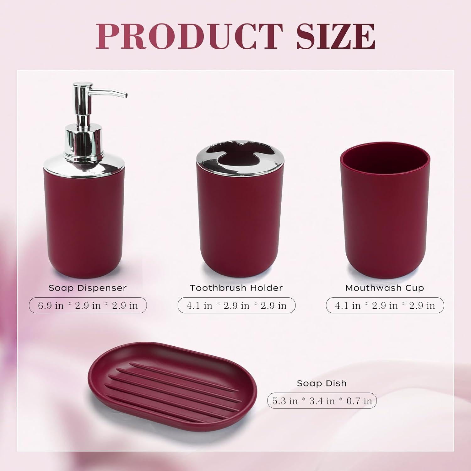 Juego de Accesorios de Baño Burdeos 4 Piezas CDorigin