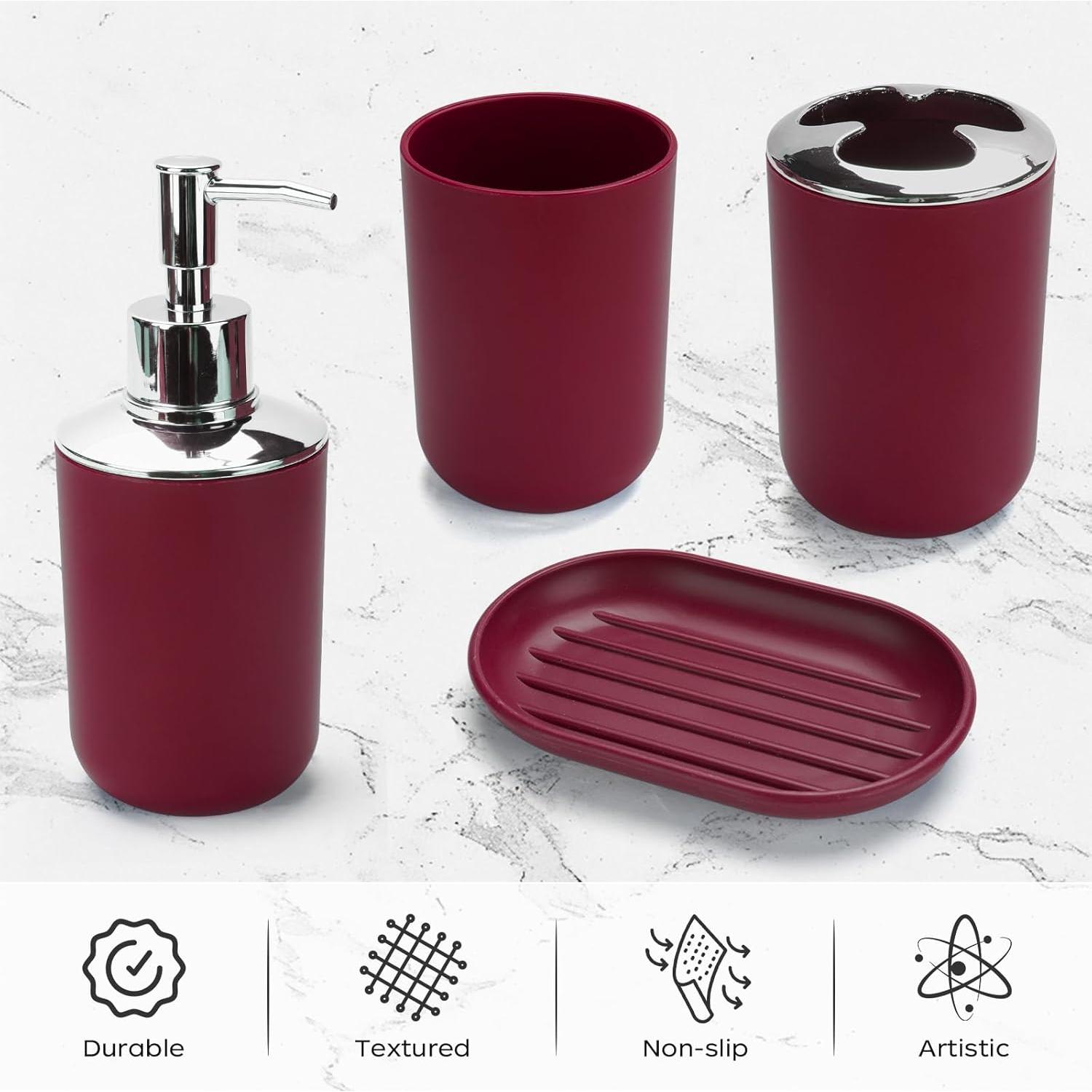 Juego de Accesorios de Baño Burdeos 4 Piezas CDorigin