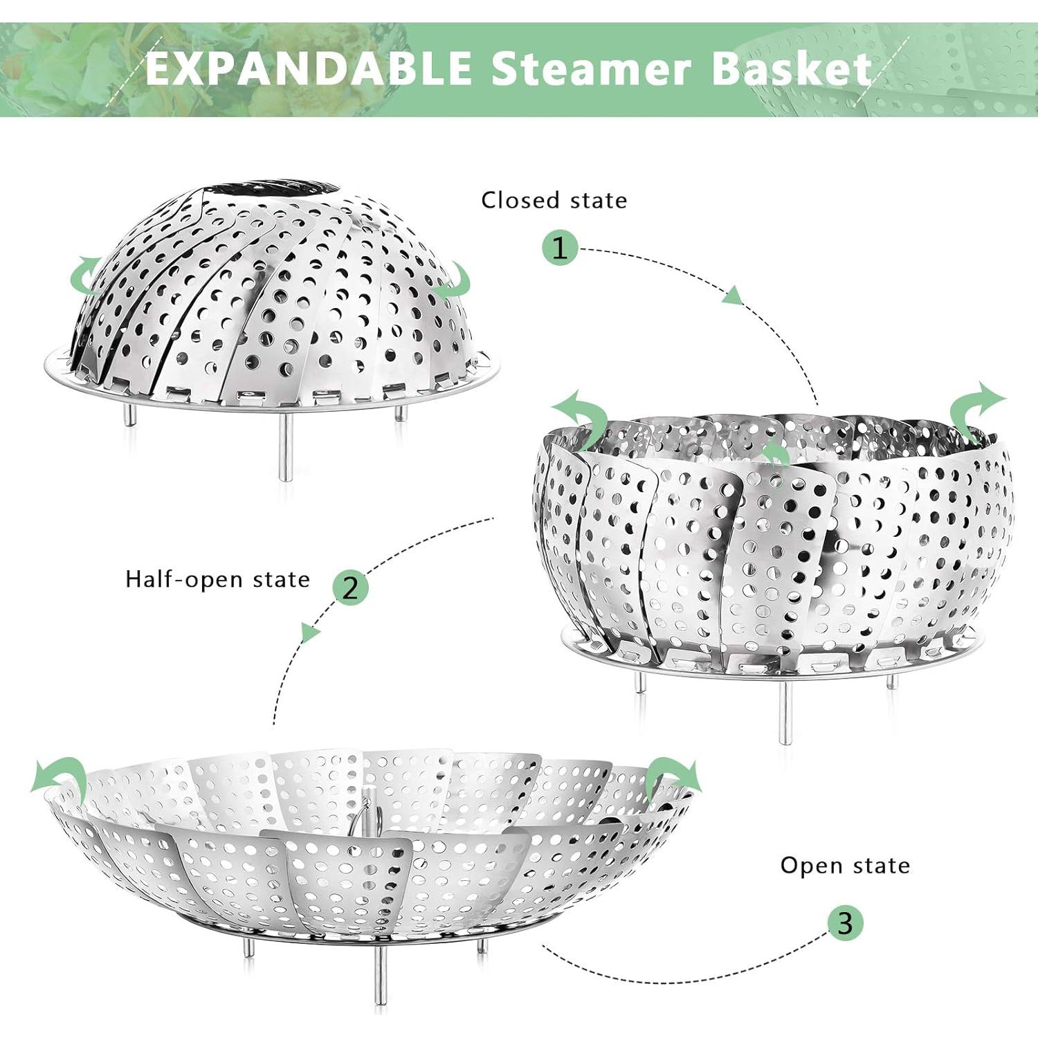 Insertor de Vapor Plegable Buylorco Acero Inoxidable 12.7-22.9 cm