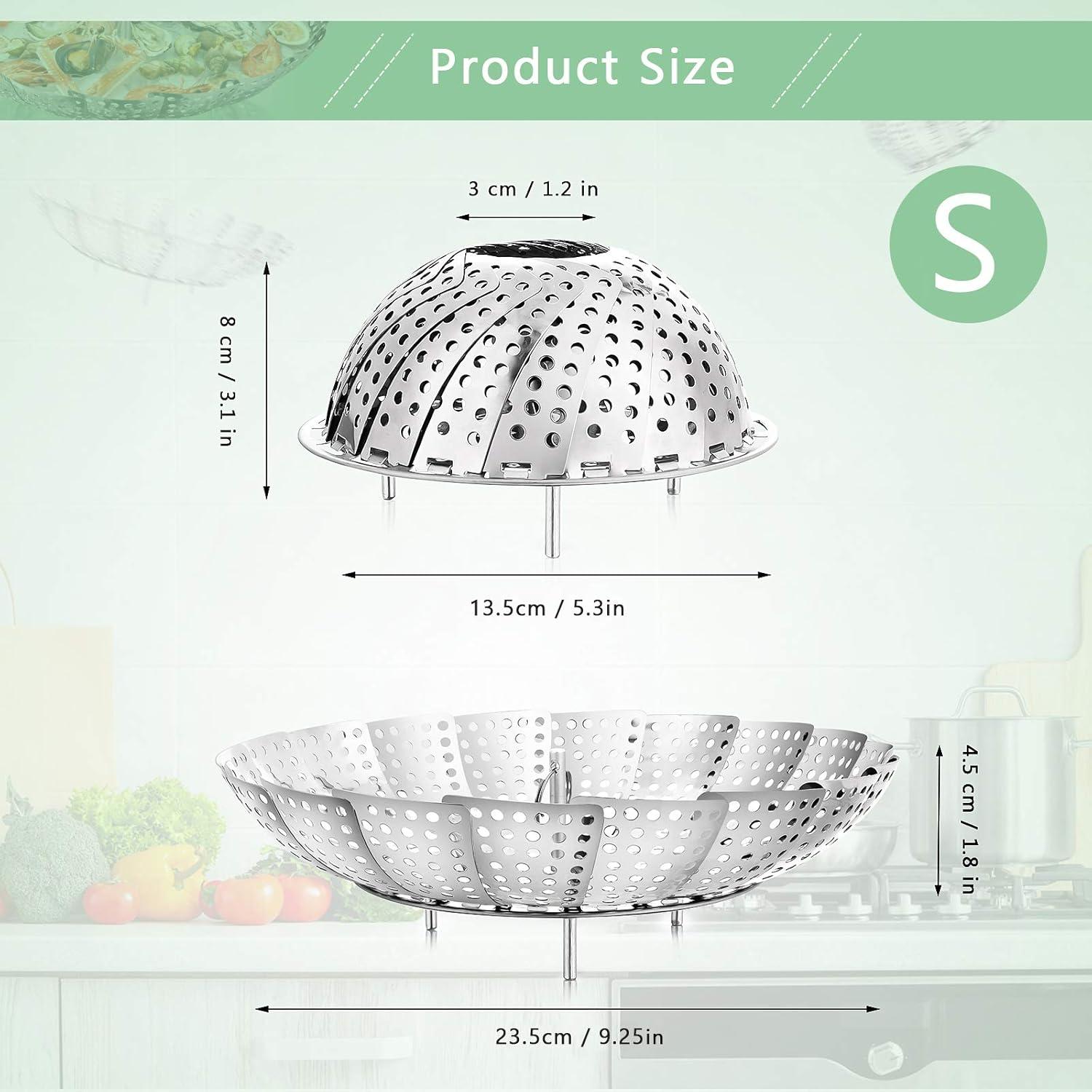 Insertor de Vapor Plegable Buylorco Acero Inoxidable 12.7-22.9 cm