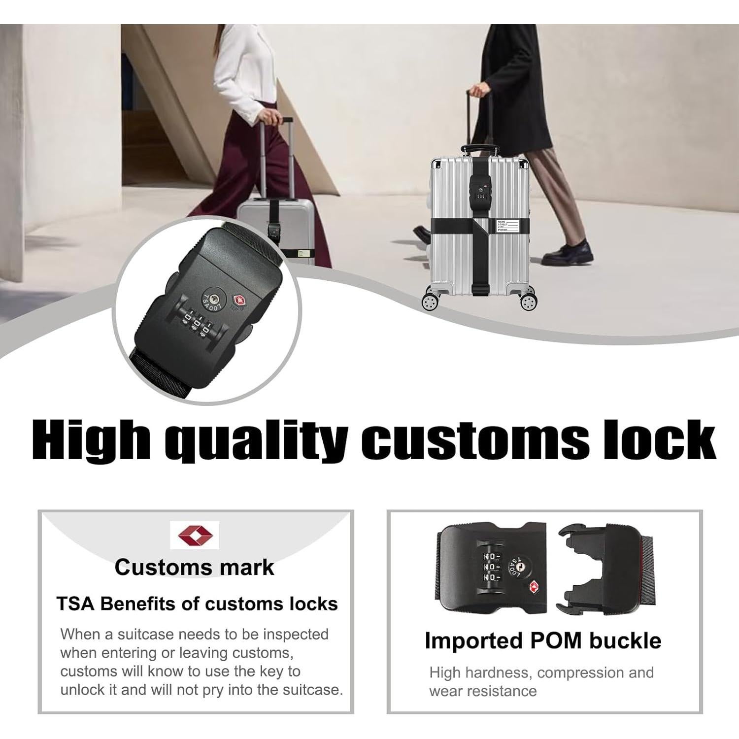 Correas de Equipaje Stargaz Aprobadas por TSA Ajustables Negro