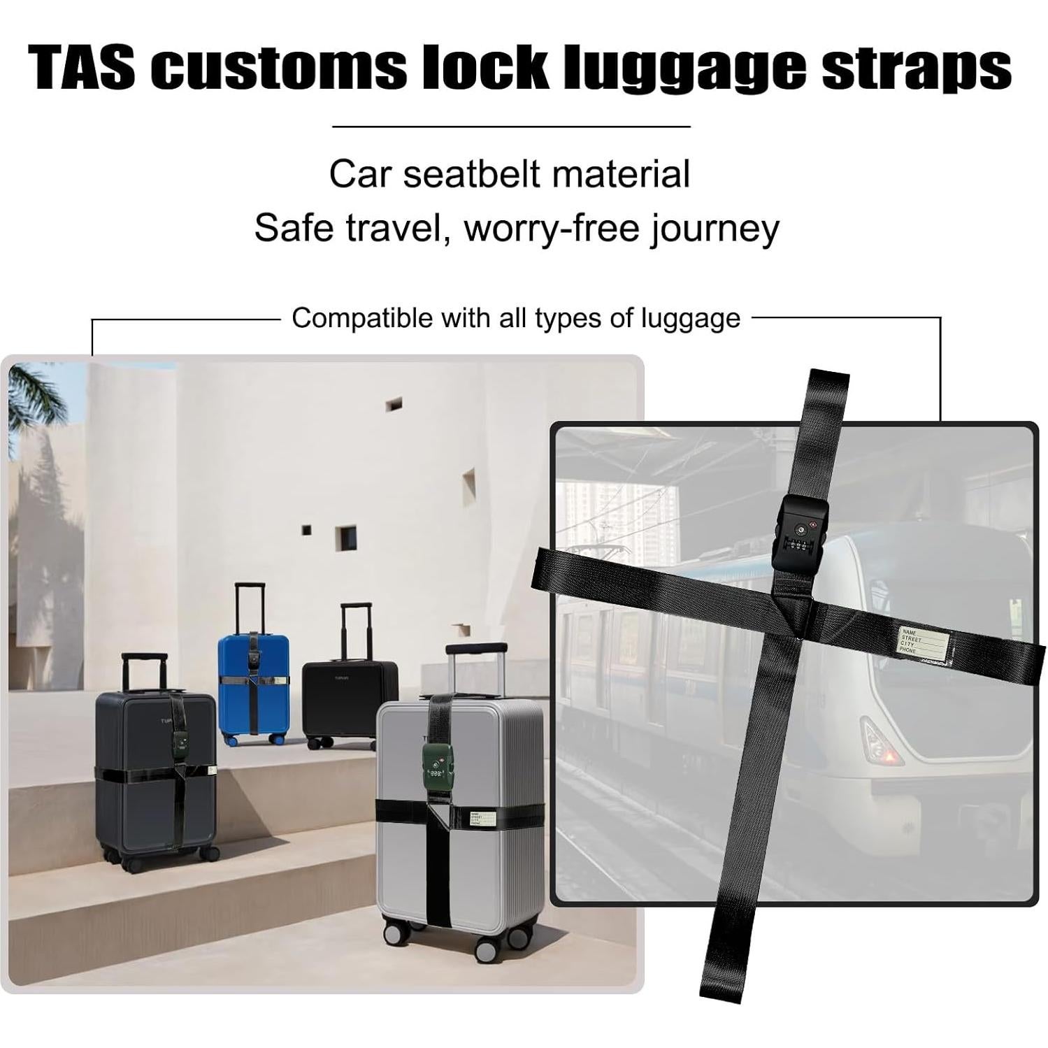 Correas de Equipaje Stargaz Aprobadas por TSA Ajustables Negro