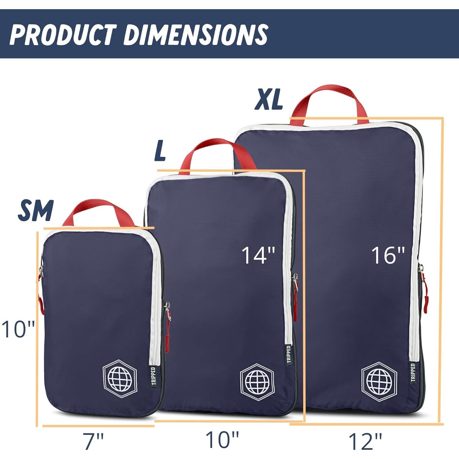 Juego de 6 Cubos de Compresión Extra Grande TRIPPED Travel Gear