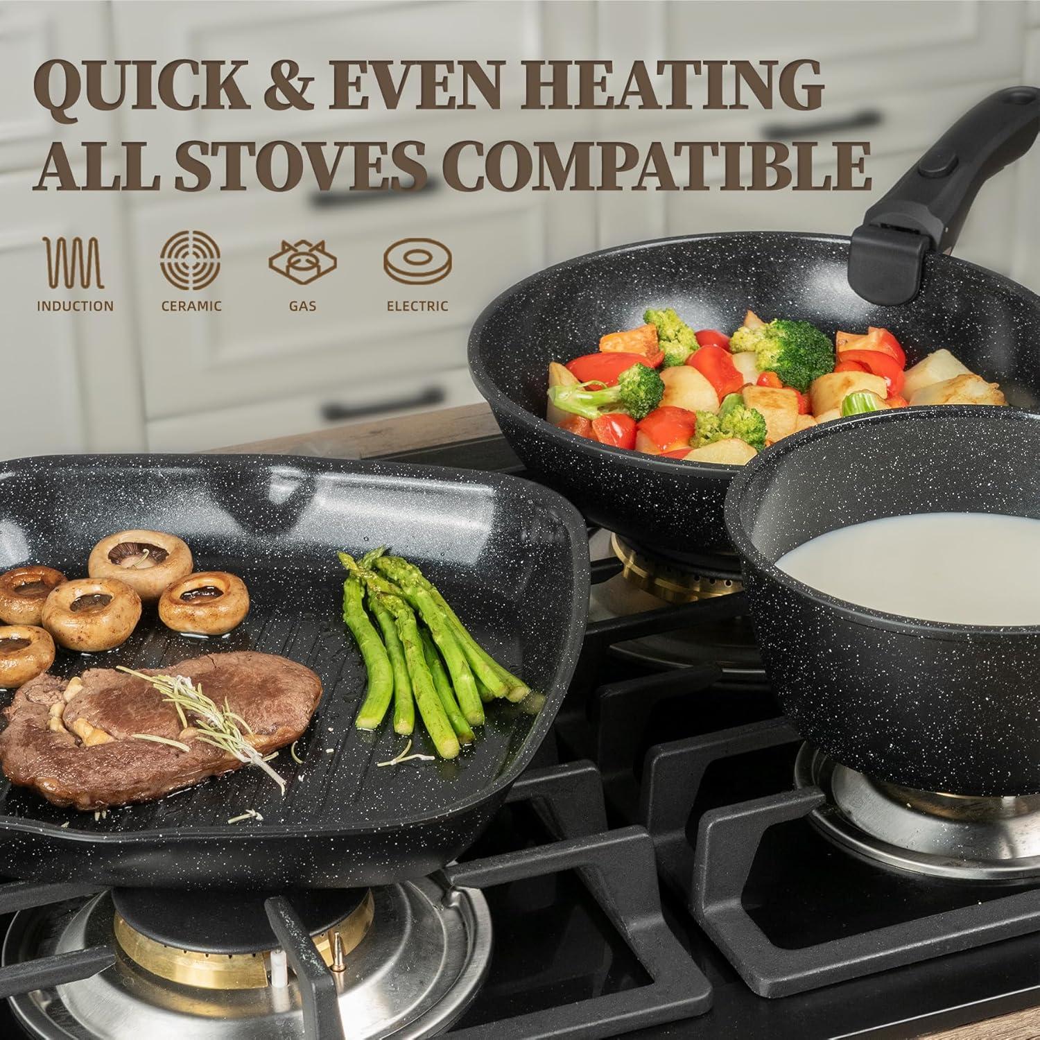 Juego de Utensilios de Cocina 23Pcs Coicur Antiadherente Negro