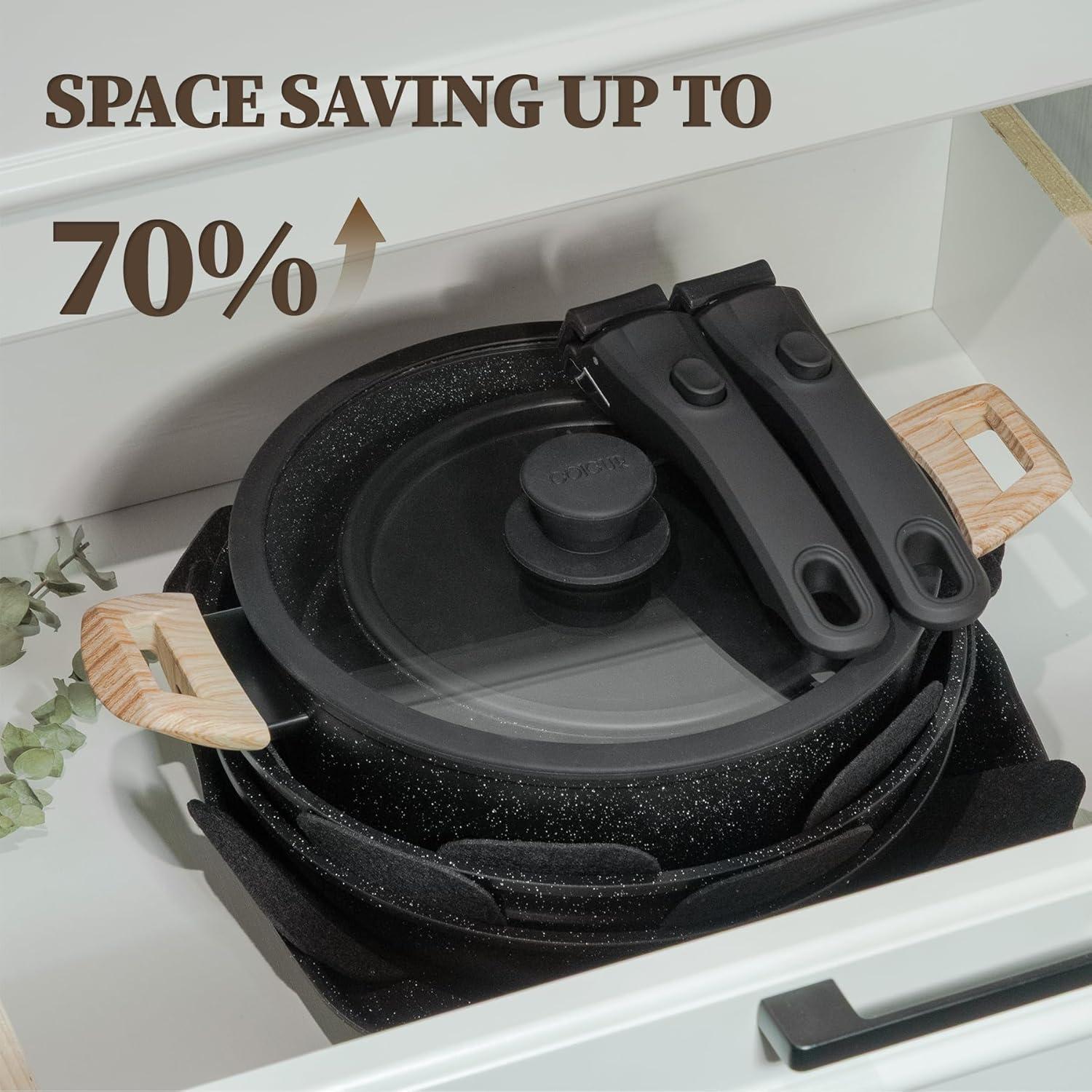 Juego de Utensilios de Cocina 23Pcs Coicur Antiadherente Negro