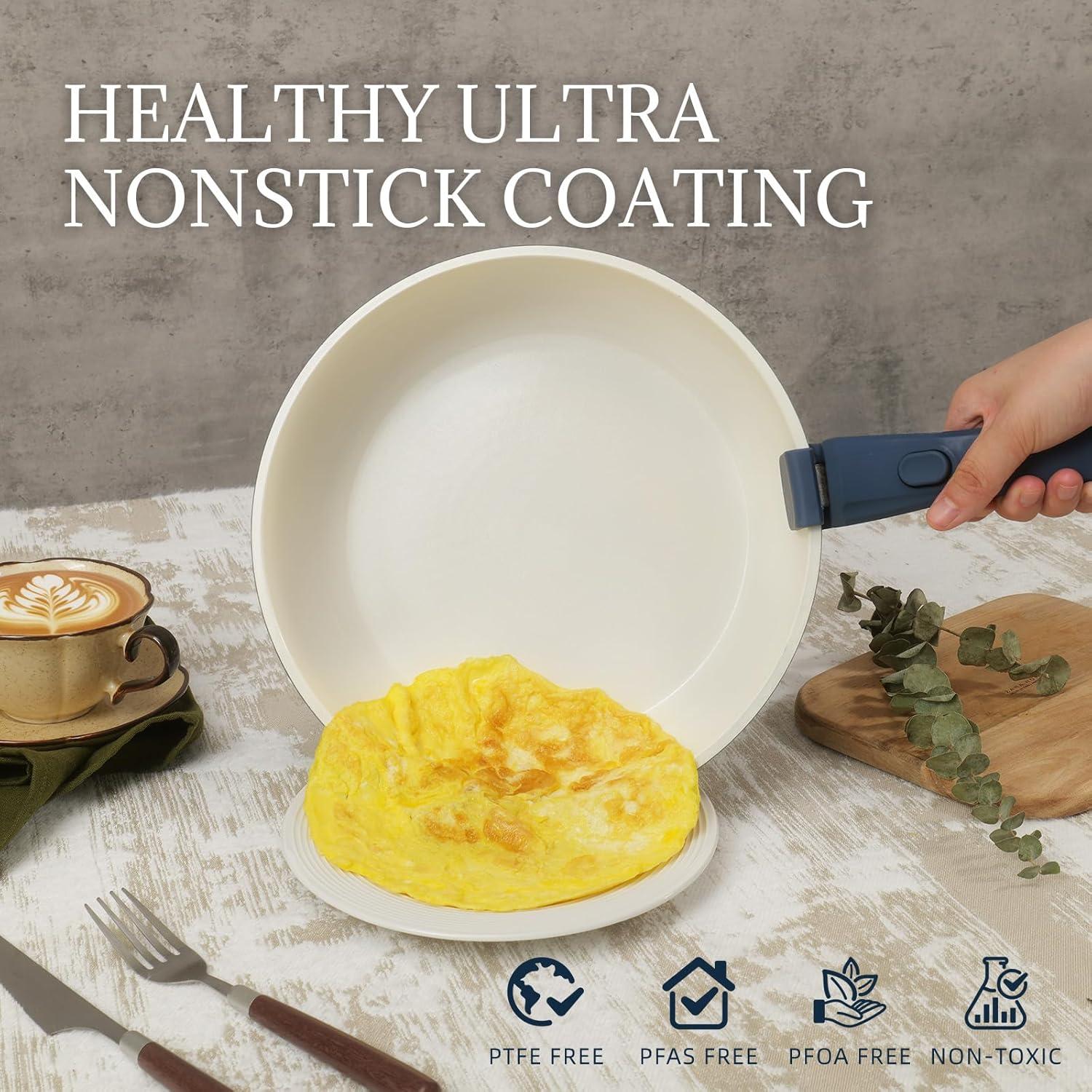 Juego de Utensilios de Cocina 8Pcs Coicur Cerámica Antiadherente Azul