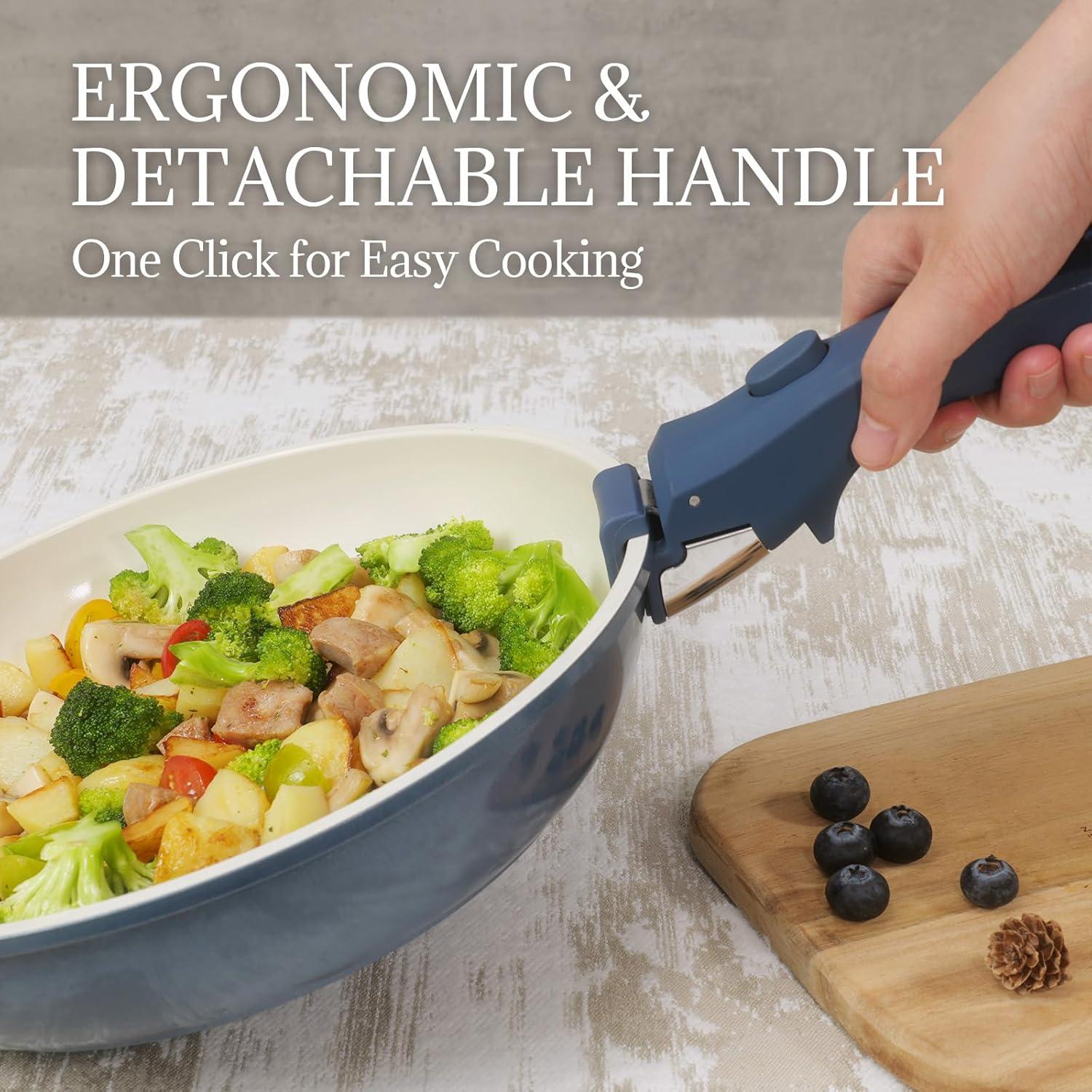 Juego de Utensilios de Cocina 8Pcs Coicur Cerámica Antiadherente Azul