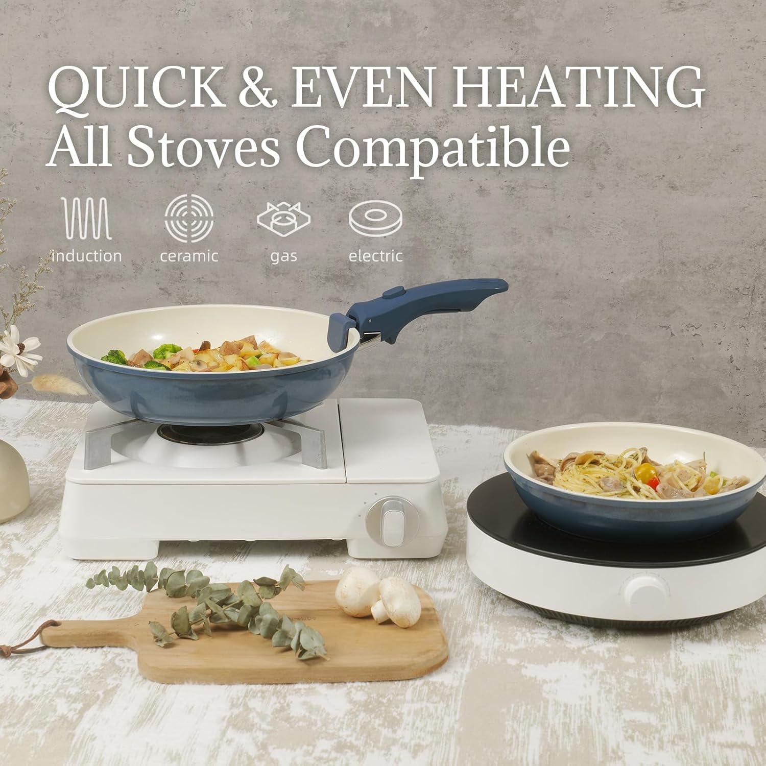 Juego de Utensilios de Cocina 8Pcs Coicur Cerámica Antiadherente Azul