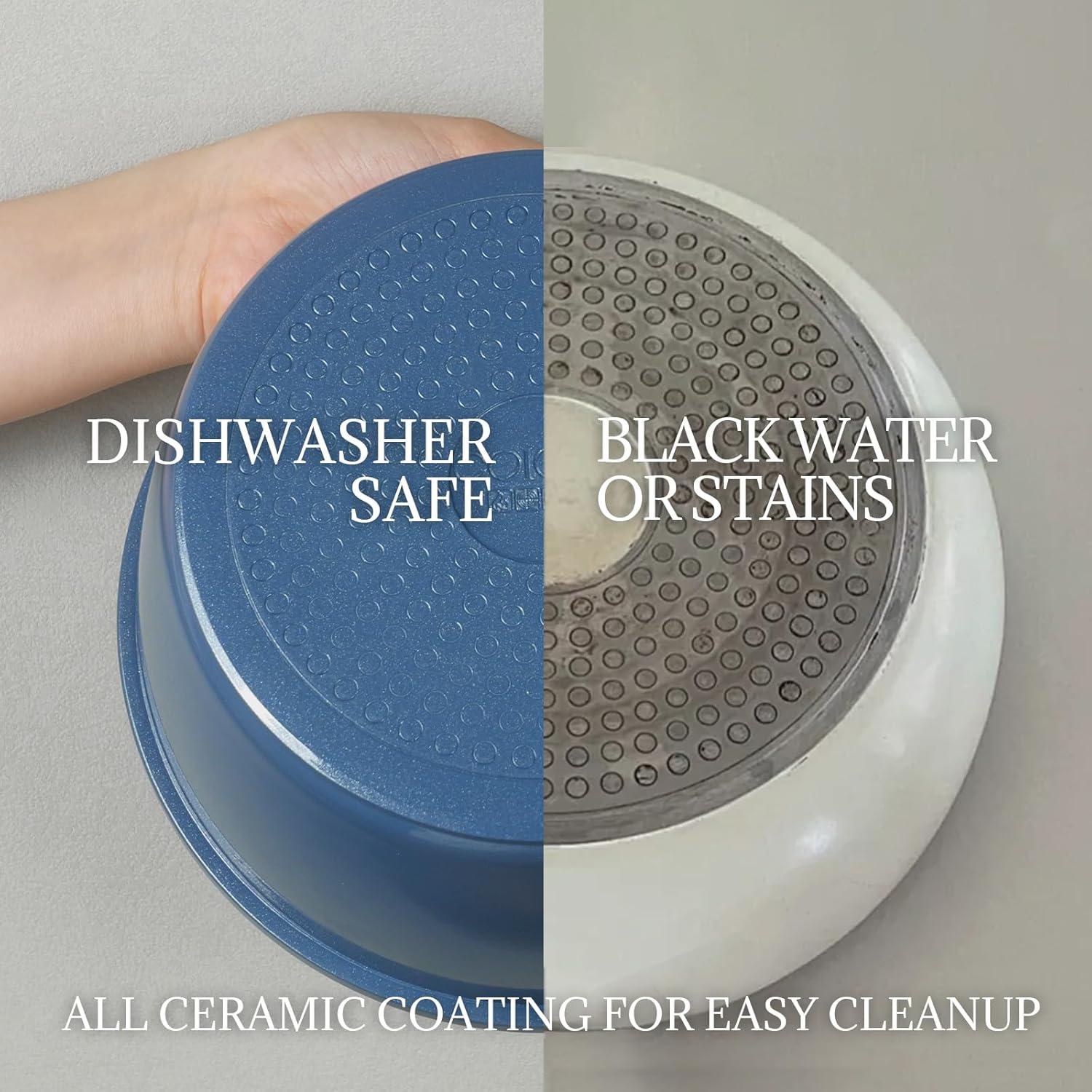 Juego de Utensilios de Cocina 8Pcs Coicur Cerámica Antiadherente Azul