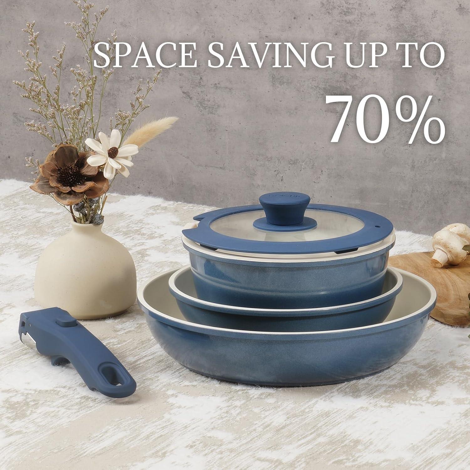 Juego de Utensilios de Cocina 8Pcs Coicur Cerámica Antiadherente Azul