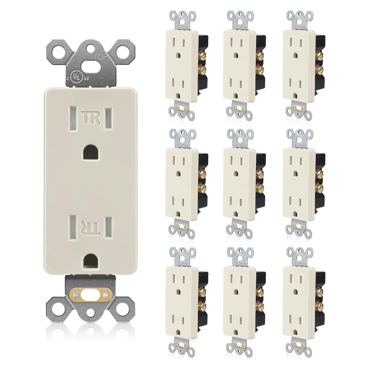 Paquete de 10 Receptáculos Decorativos TOPELER 15A 125V